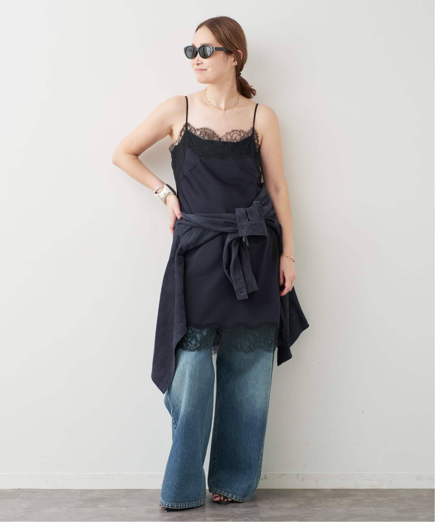 Deuxieme Classe Lace Trimmed キャミソール ブラック DEUXIEME CLASSE - ☆新品☆ MUSE de Deuxieme Classe LACE