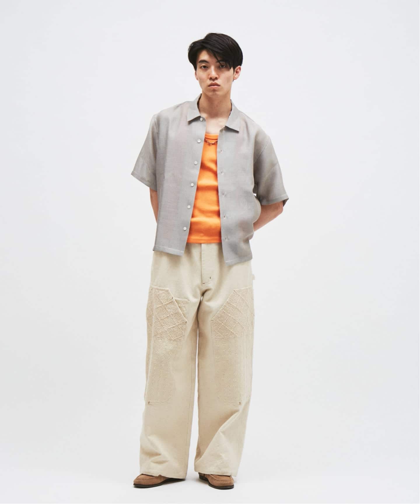 シャンブレー メッシュ レギュラー 半袖 シャツ（シャツ／ブラウス