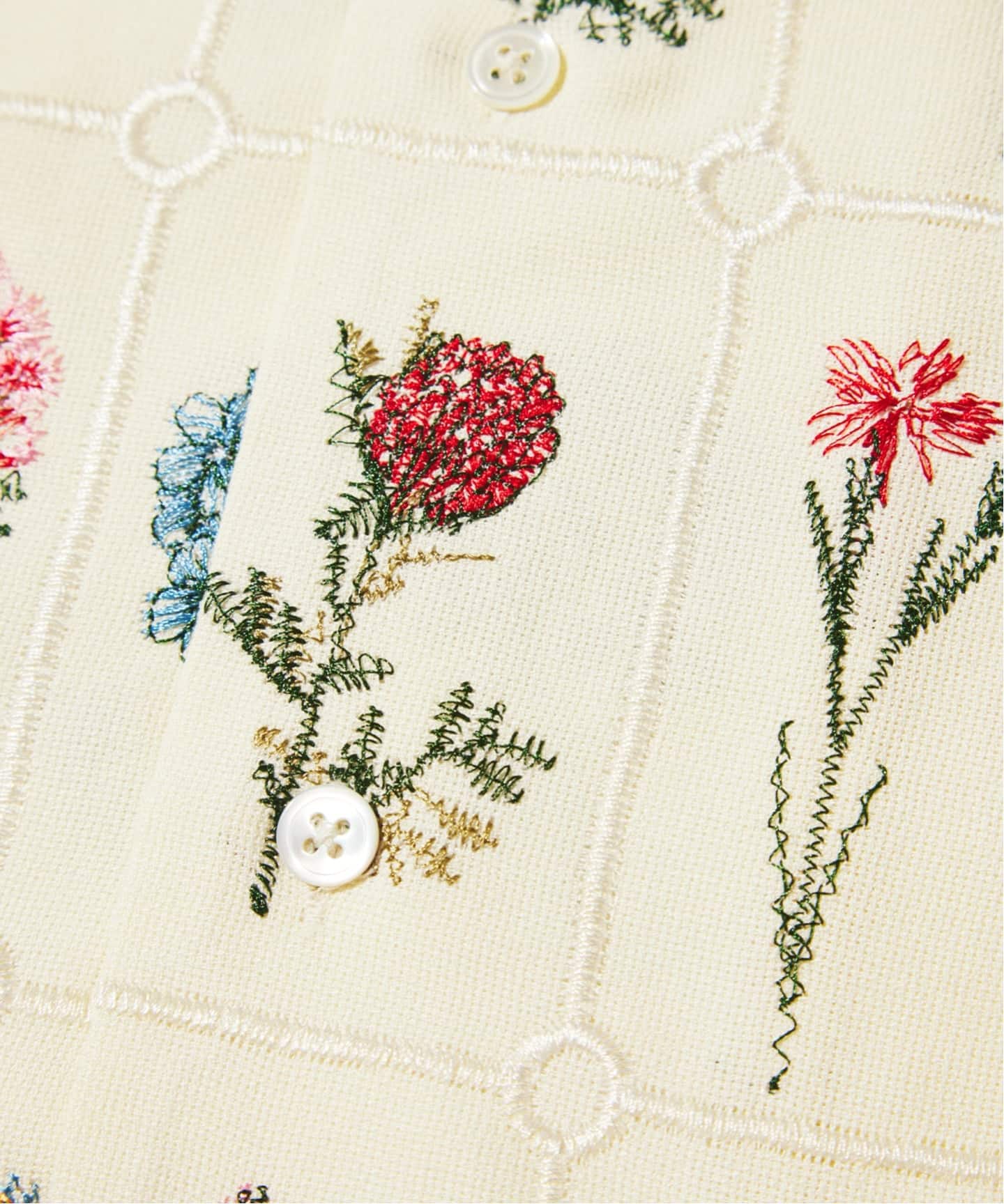 25SS ジャーナルスタンダード フラワーエンブロイダリーシャツ 刺繍 レース フラワー エンブロイダリー 半袖 シャツ（シャツ／ブラウス）｜JOURNAL