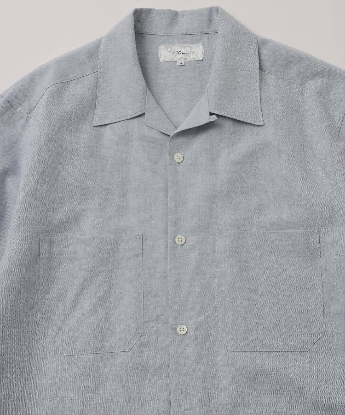 FOLL / フォル】cotton hemp s/s open collar shirt（シャツ／ブラウス