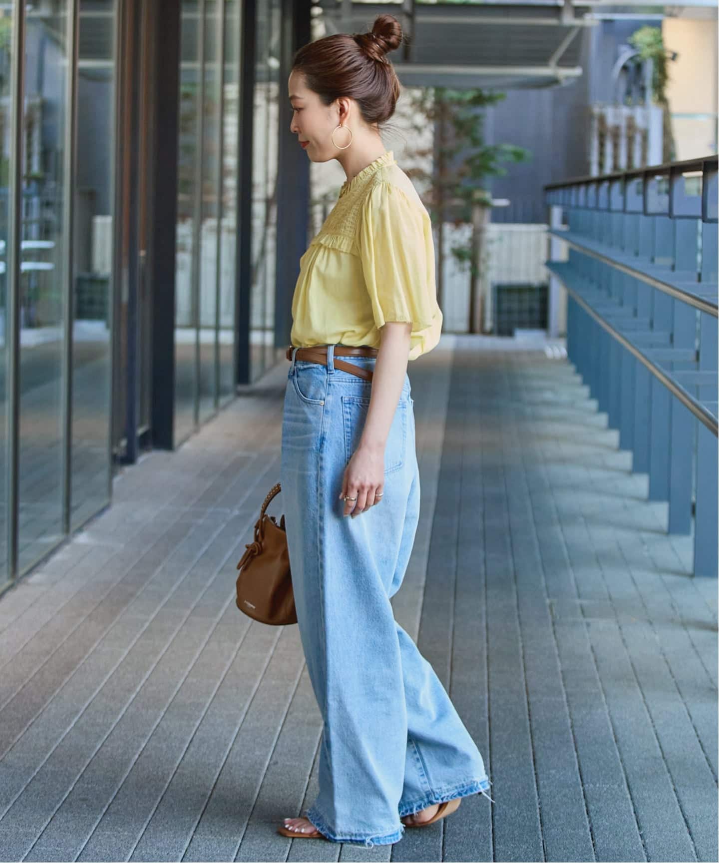 Plage Poplin Smock ブラウス 手洗い可 / フリルカラースモックブラウス（シャツ／ブラウス）｜B.C