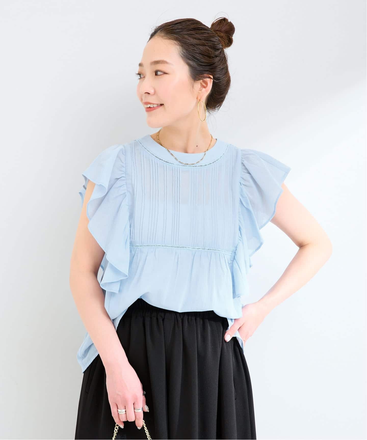 sea new york フリル ピンタック パフスリーブ 長袖 ブラウス 追加》【WEB限定】手洗い可 / フリルピンタックブラウス（シャツ