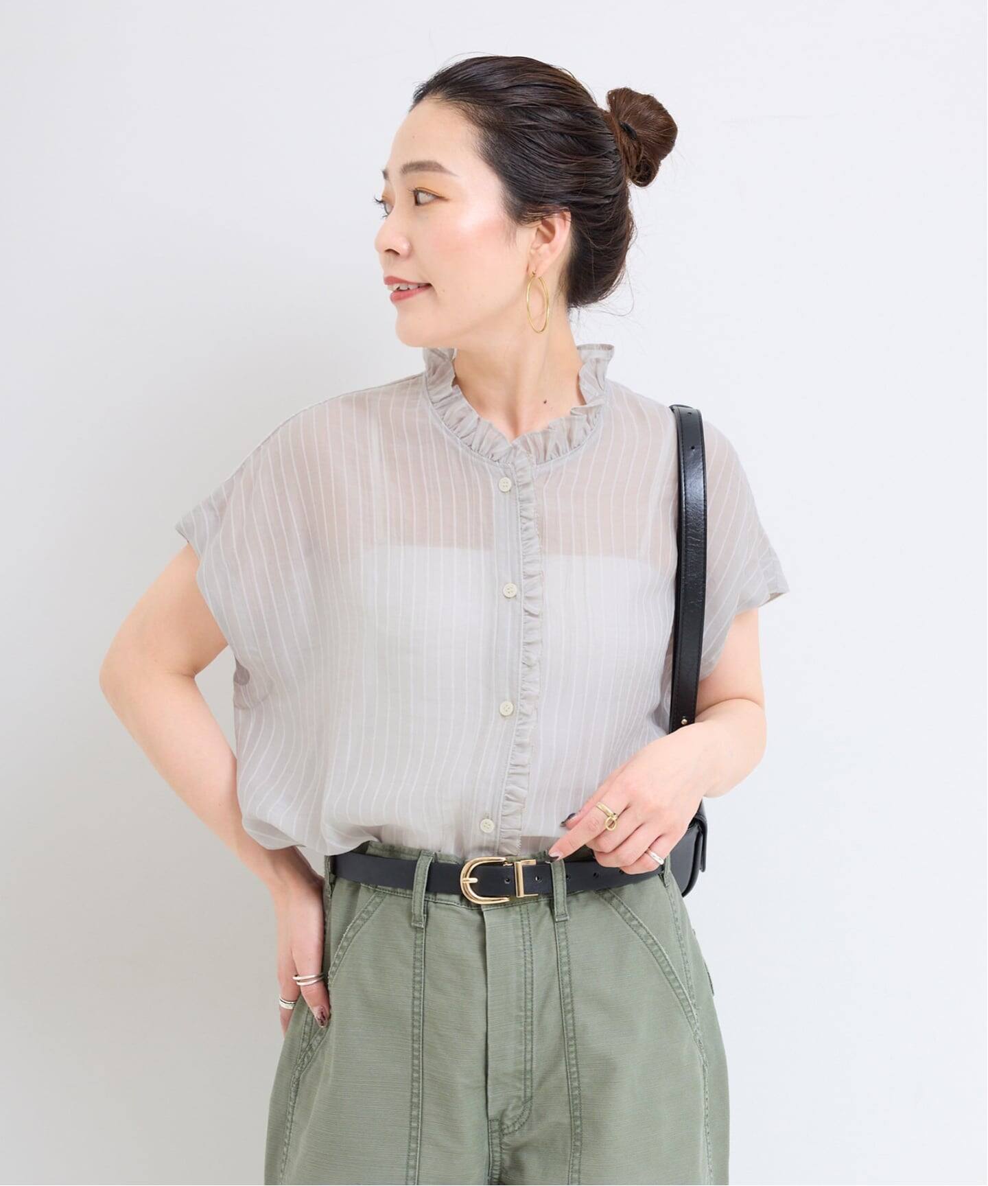 WEB限定】手洗い可 / フレンチスリーブフリルブラウス（シャツ 