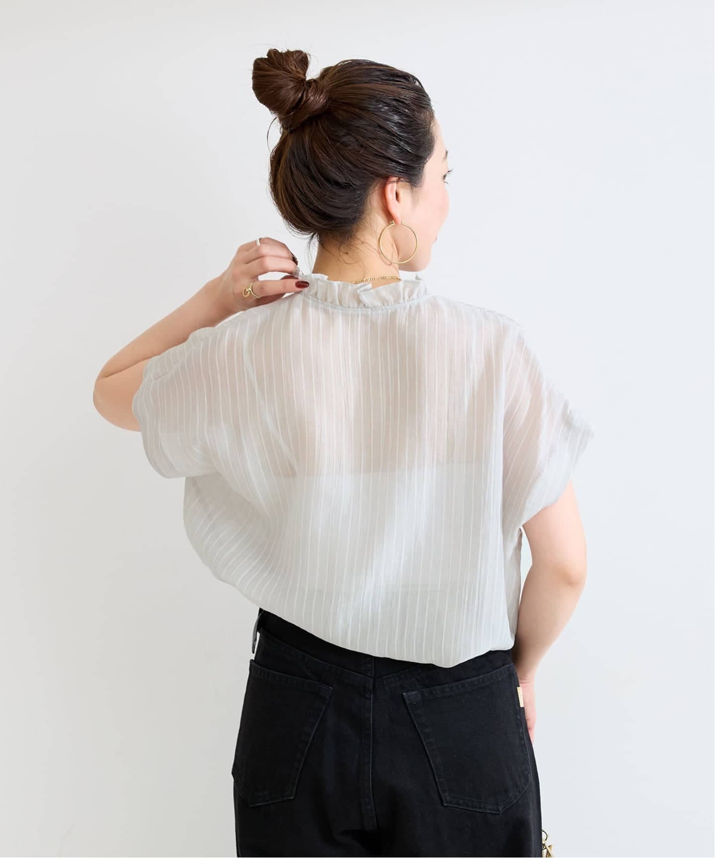 WEB限定】手洗い可 / フレンチスリーブフリルブラウス（シャツ