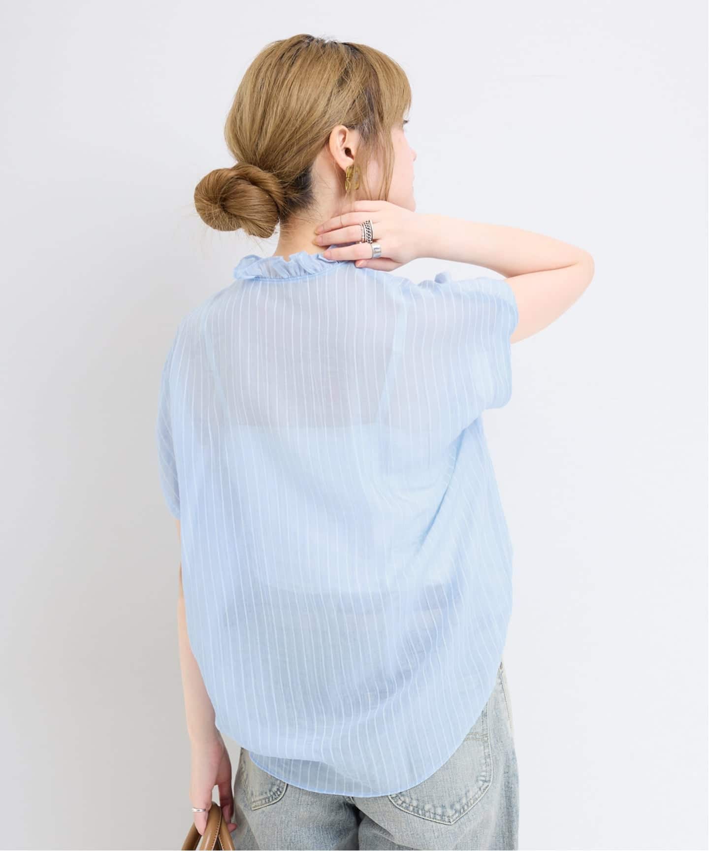 WEB限定】手洗い可 / フレンチスリーブフリルブラウス（シャツ