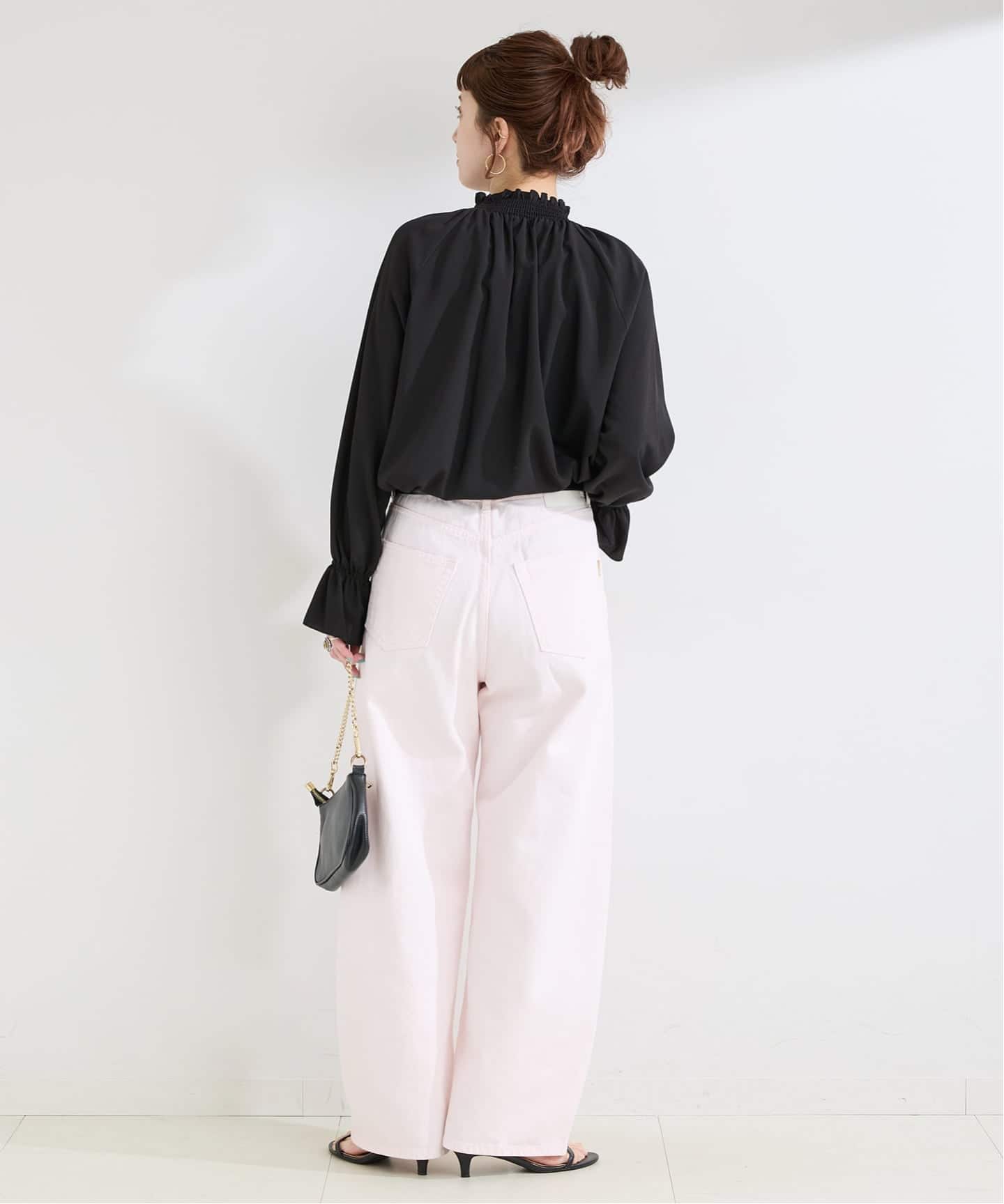 手洗い可 / ジョーゼットスタンドフリルブラウス（シャツ／ブラウス