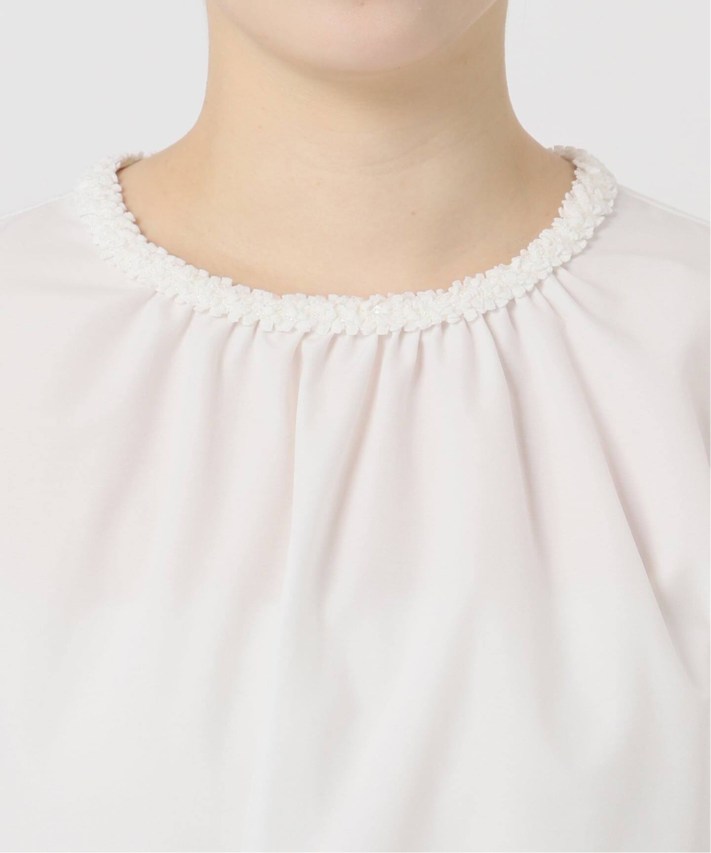 新品未使用　パフスリーブ　ブラウス　ホワイト 8色展開/XS-LLサイズ》タックパフスリーブブラウス【洗濯機洗い可/吸水