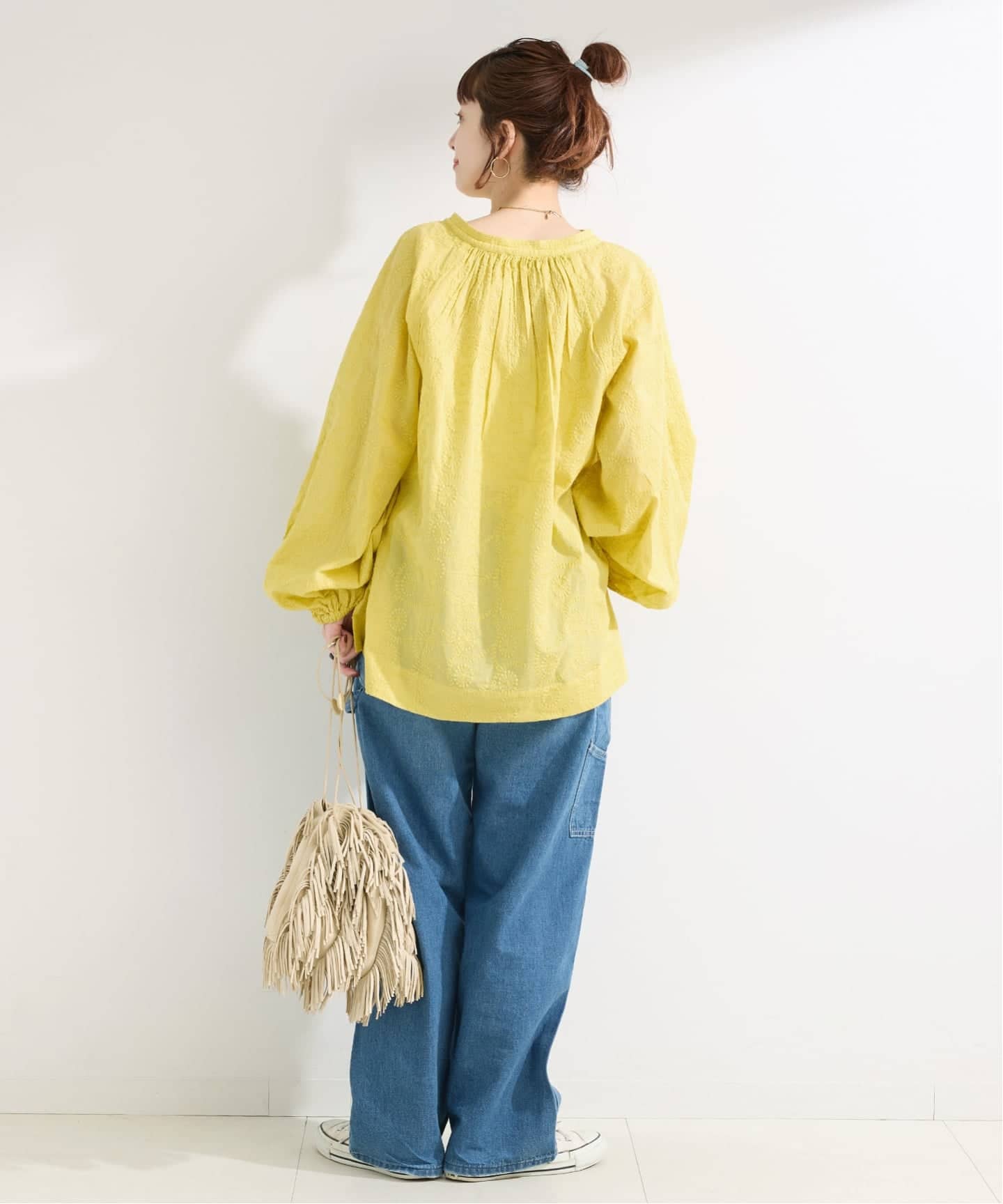 ウォッシャブル / 刺繍スキッパーブラウス（シャツ／ブラウス）｜B.C