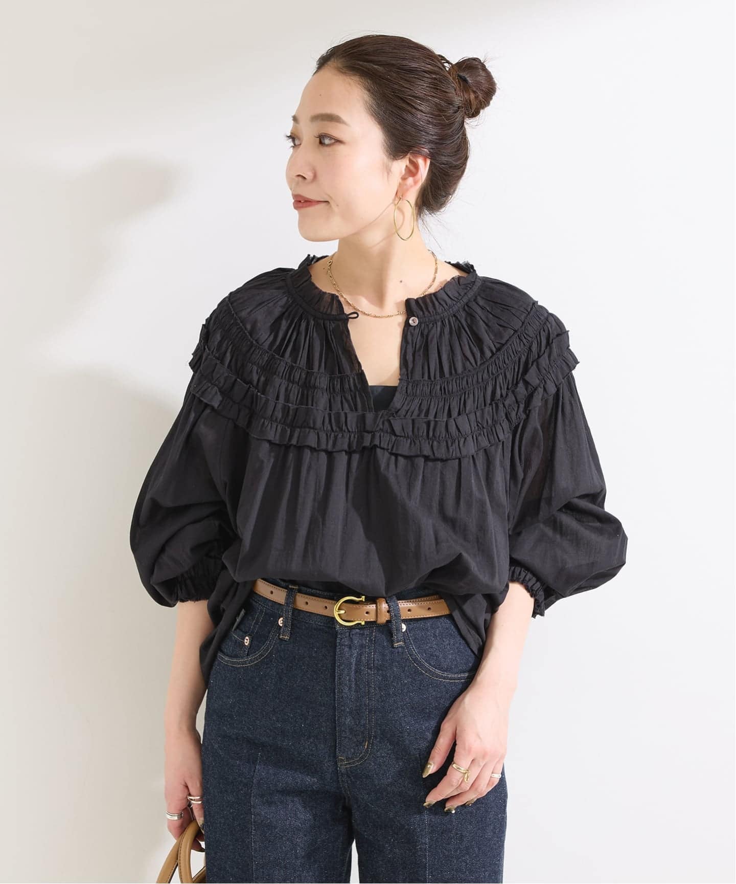 追加予約》手洗い可 / ボイル2WAYギャザーブラウス（シャツ／ブラウス