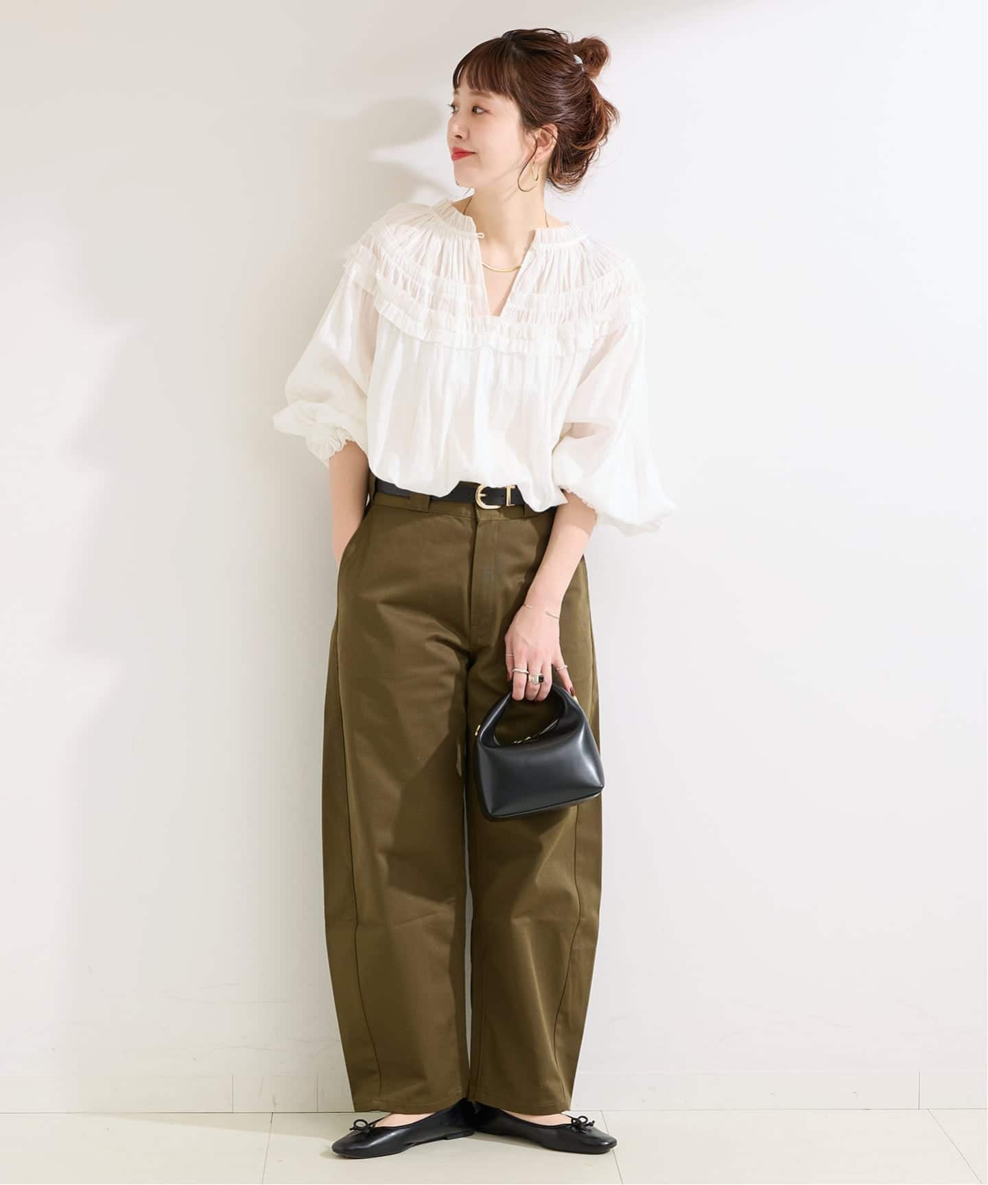 追加予約》手洗い可 / ボイル2WAYギャザーブラウス（シャツ／ブラウス