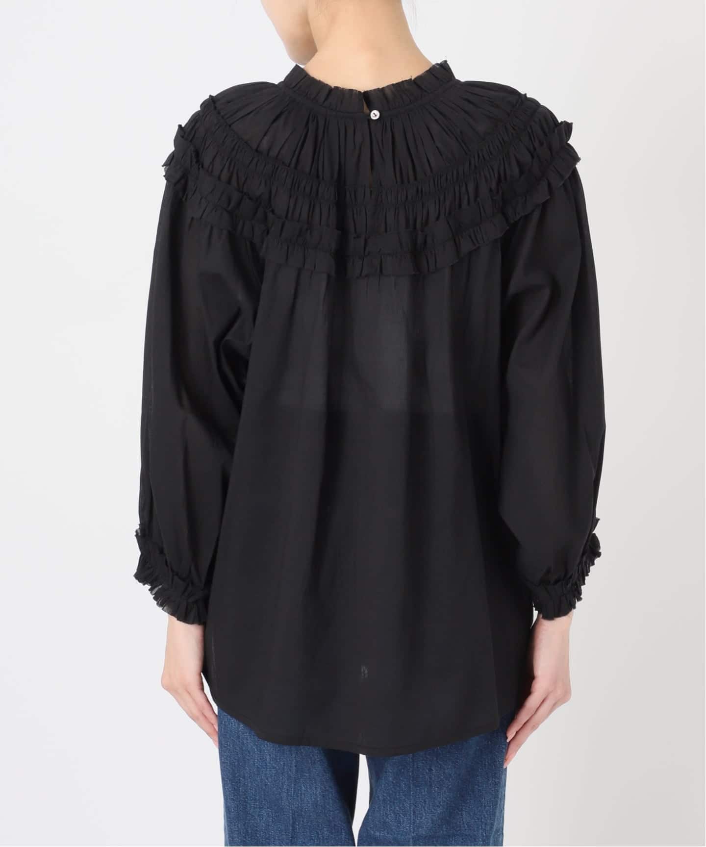 B.C STOCK ボイル 2WAYギャザー ブラウス ブラック 追加予約》手洗い可 / ボイル2WAYギャザーブラウス（シャツ／ブラウス