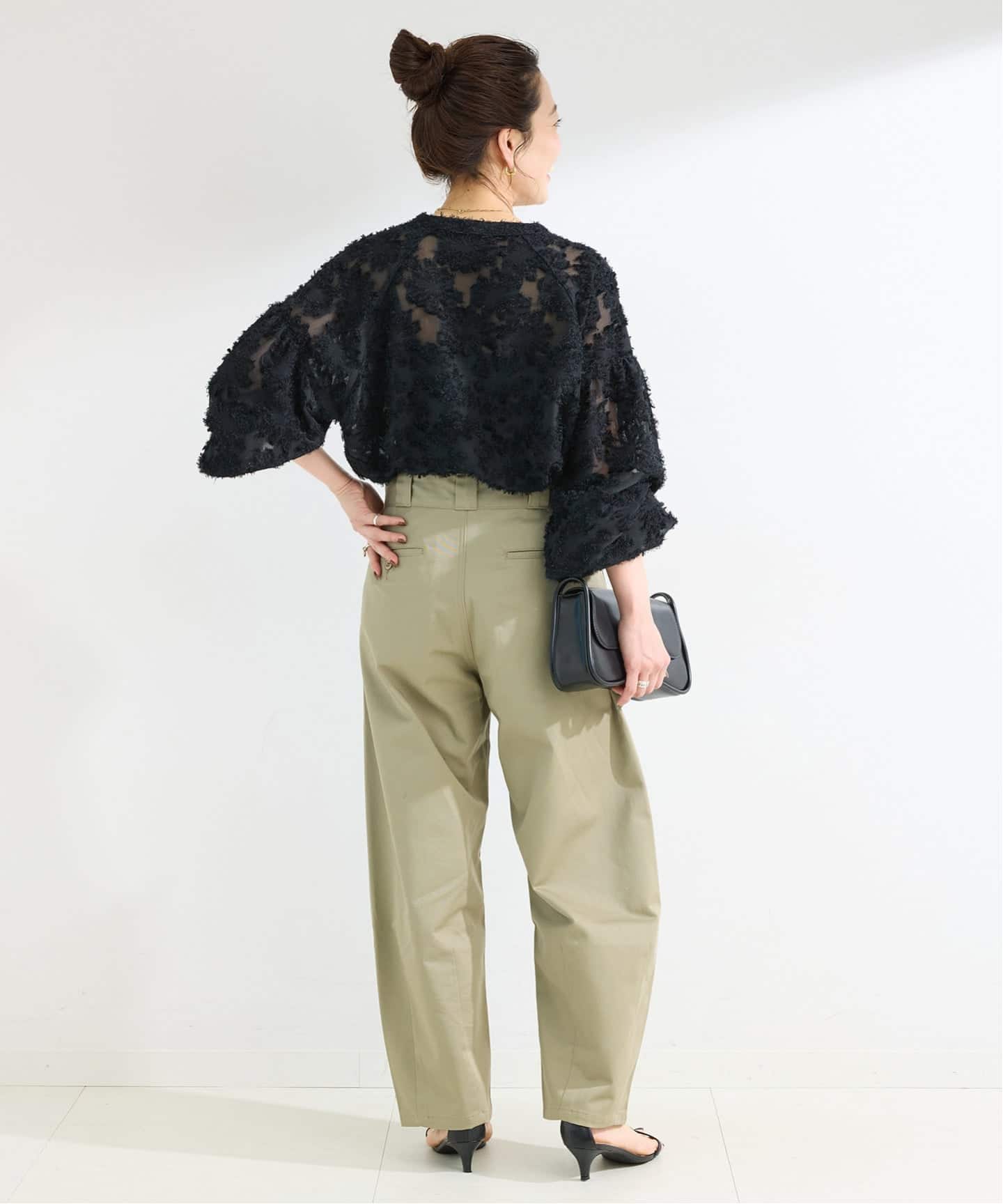 追加9予約》手洗い可 / パフスリーブジャガードブラウス（シャツ