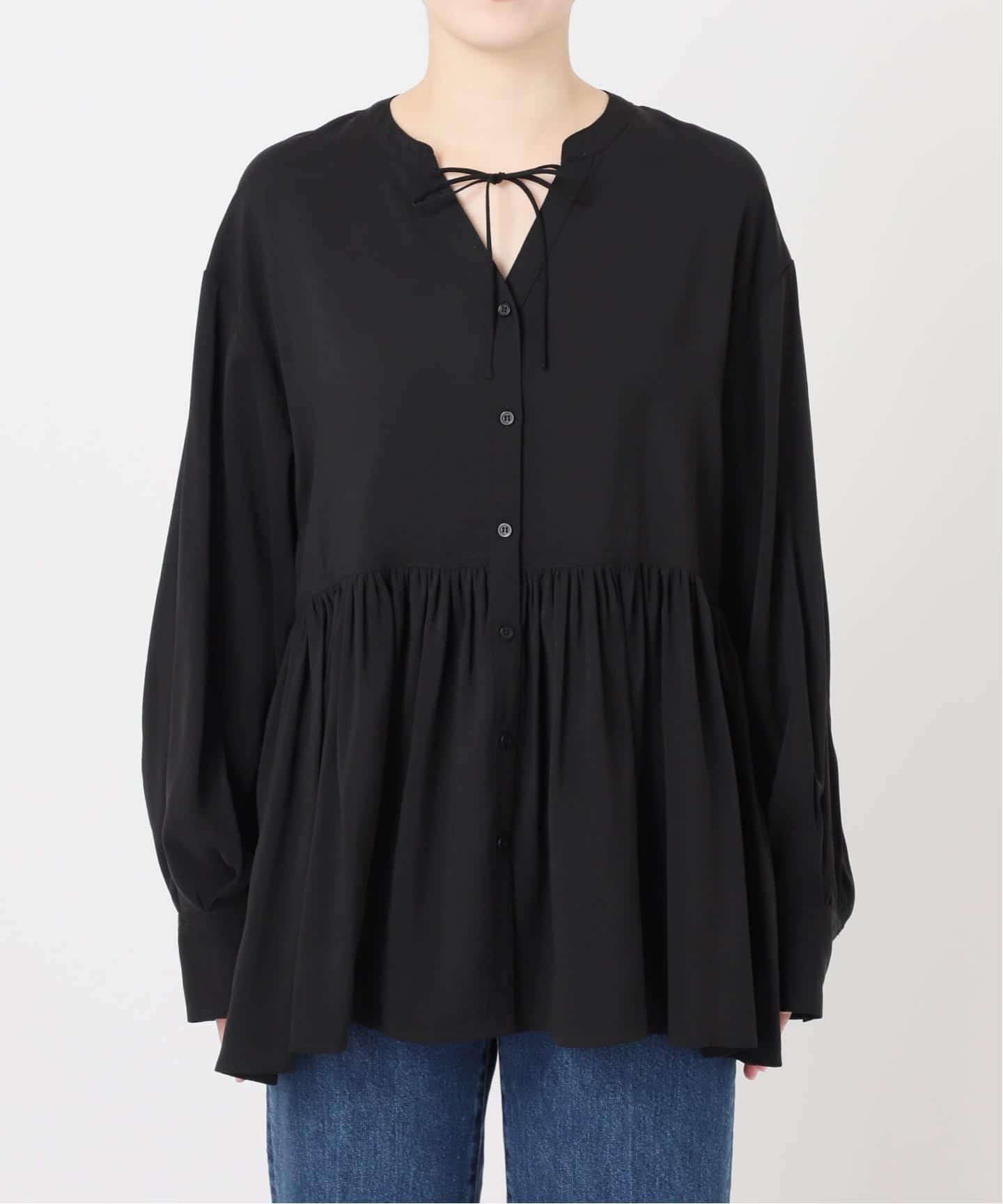 ウォッシャブル / Vネックギャザーブラウス（シャツ／ブラウス）｜B.C