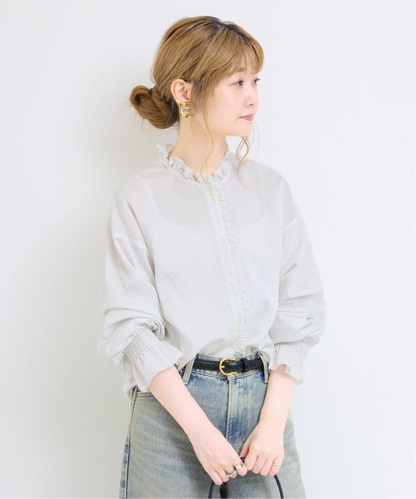 追加》【WEB限定】ウォッシャブル / フロントフリルブラウス（シャツ