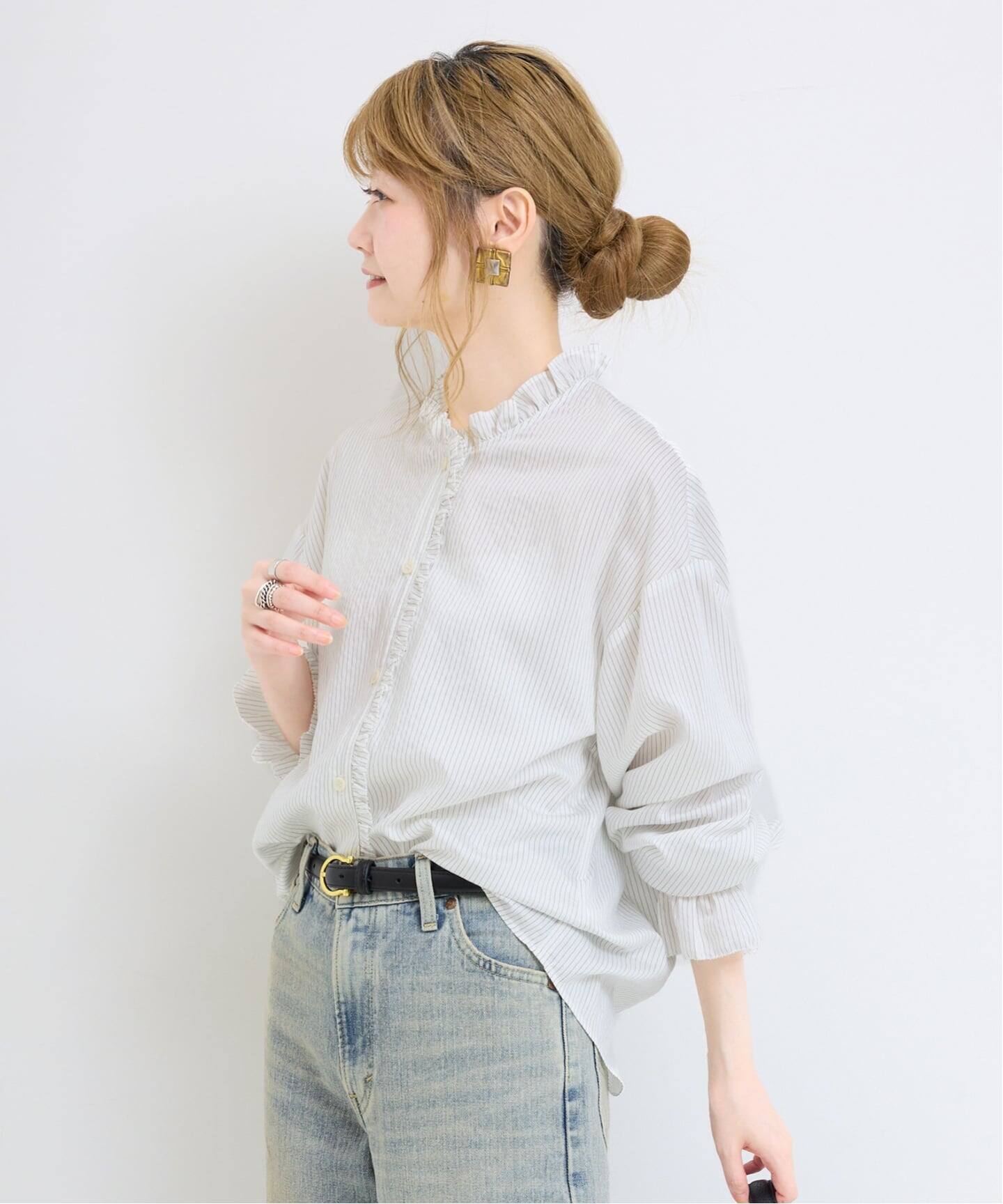 追加》【WEB限定】ウォッシャブル / フロントフリルブラウス（シャツ 