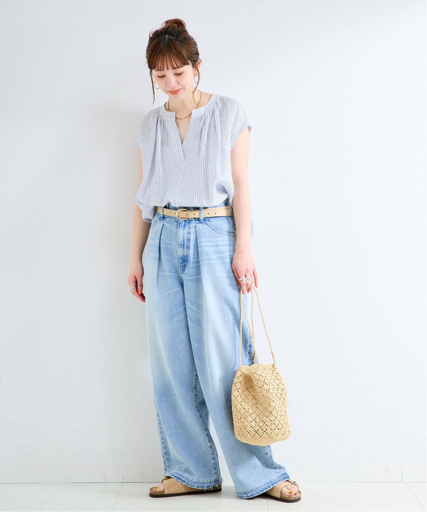 手洗い可 / フレンチリネンスリーブレスブラウス（シャツ／ブラウス