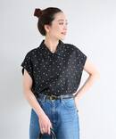 手洗い可 / リネンレーヨン前開きシャツカラーブラウス