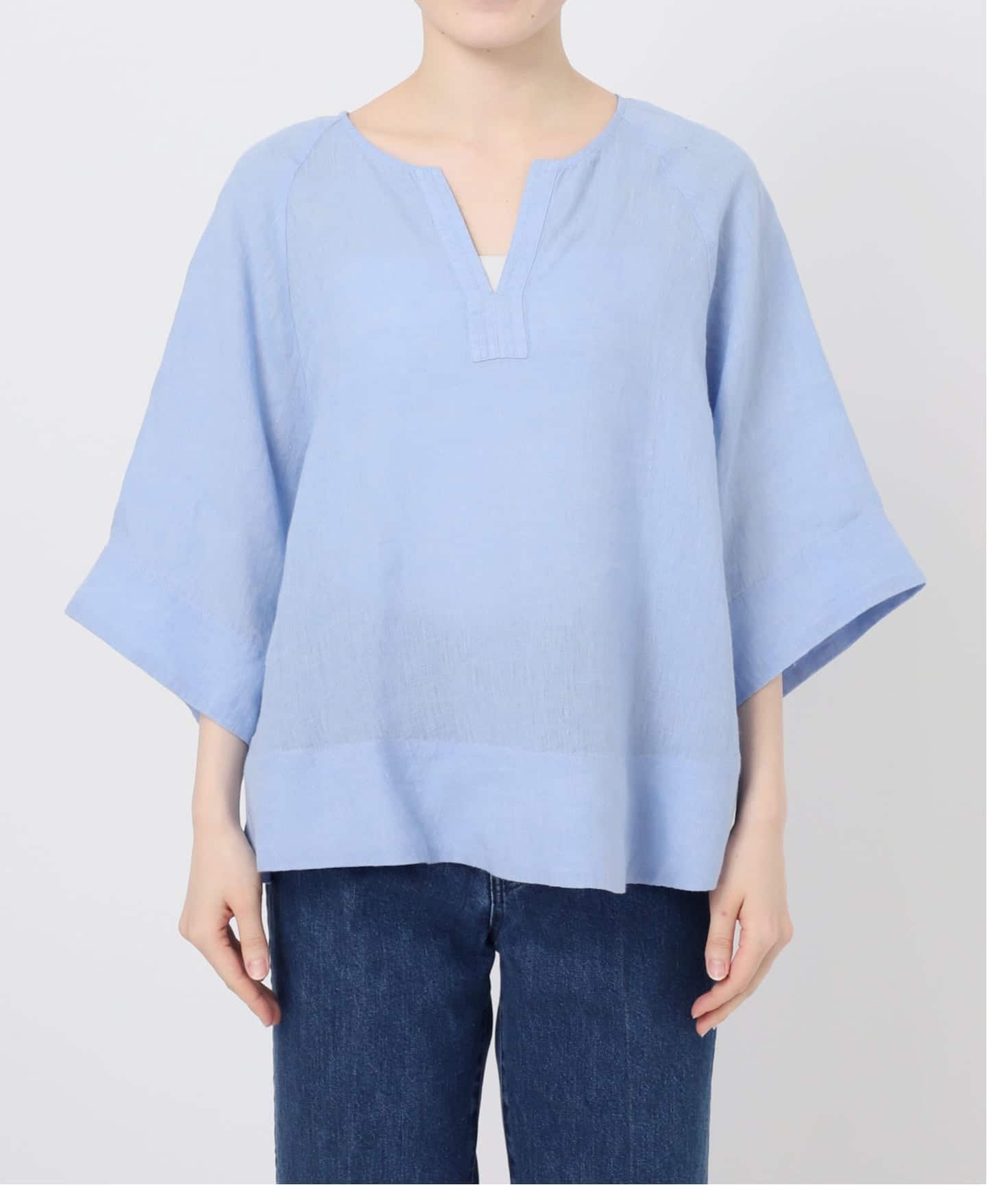 追加》手洗い可 / フレンチリネンワイドスキッパーブラウス（シャツ