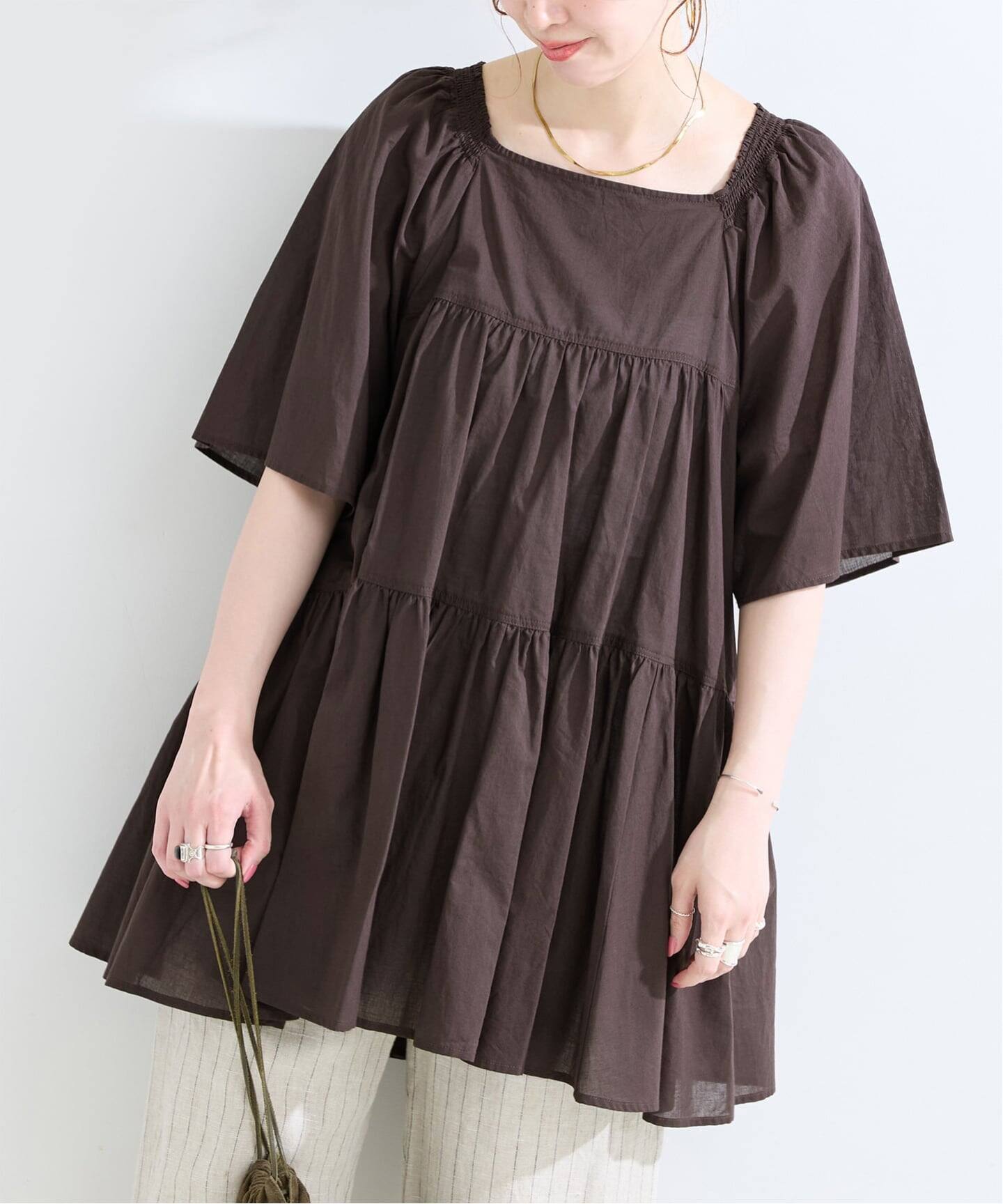手洗い可 / 2WAYオフショルティアードチュニック（シャツ／ブラウス 
