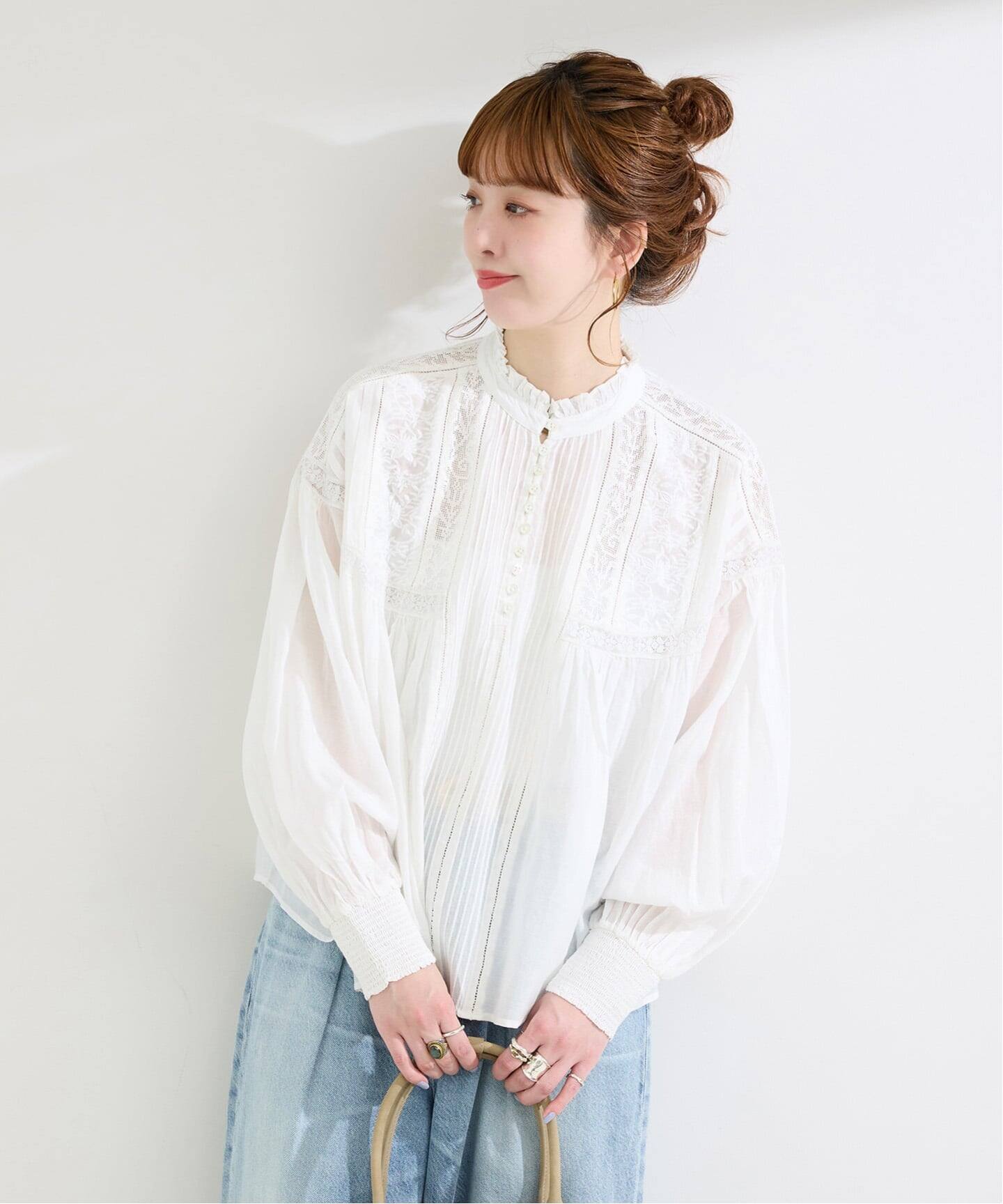 ヴィンテージ レースシャツ オフホワイト Jean Clare WEB限定】FANAKA / ヨーロピアンヴィンテージライクレースブラウス