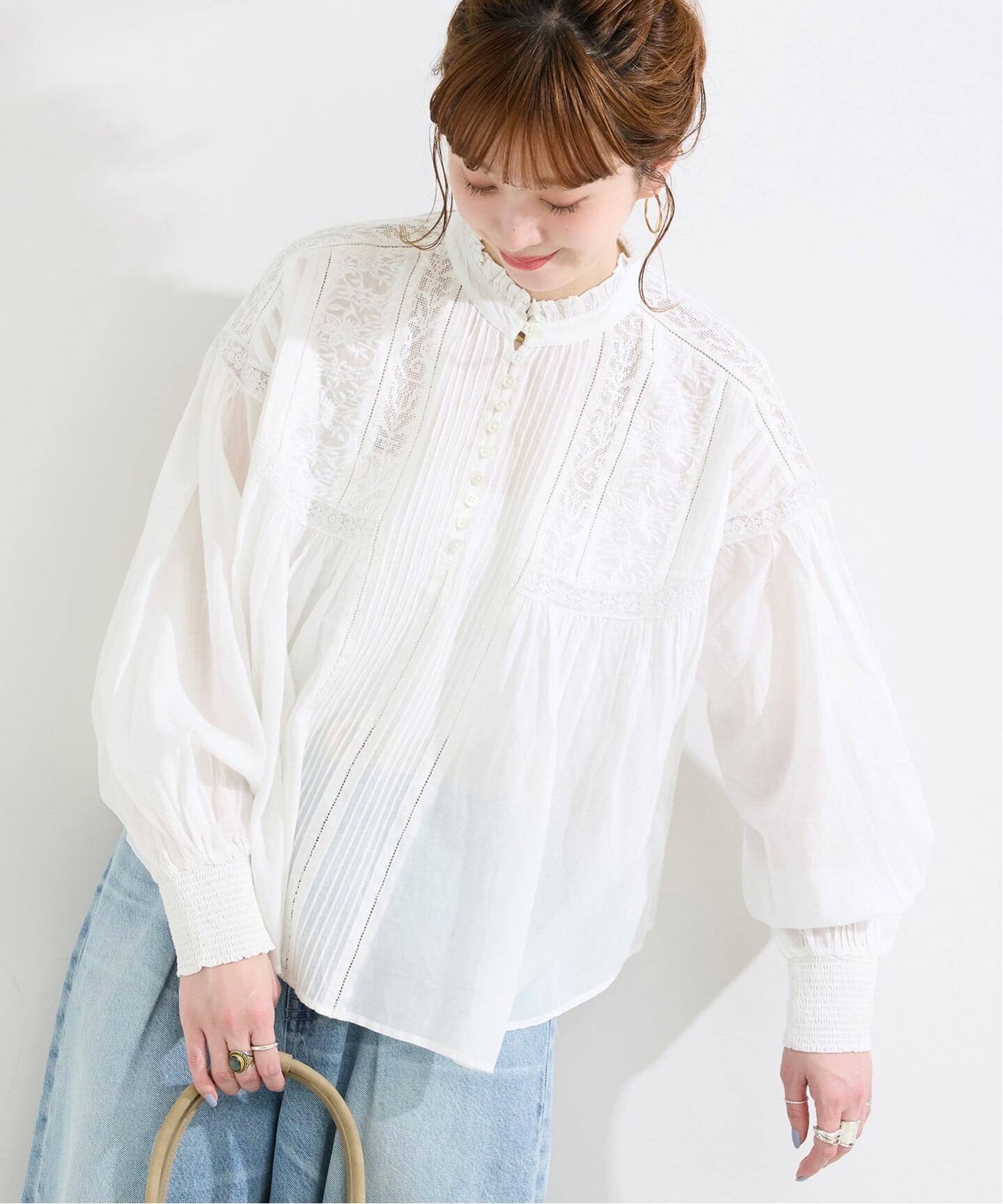 WEB限定】FANAKA / ヨーロピアンヴィンテージライクレースブラウス 