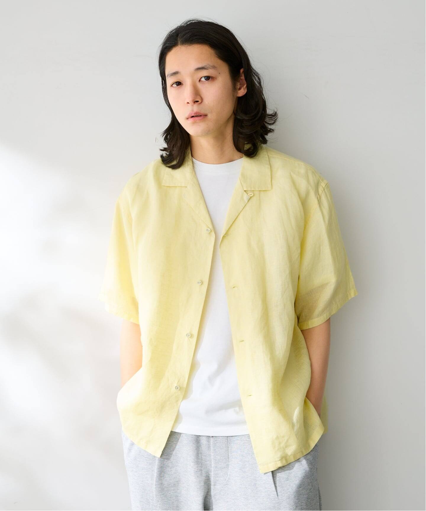 アカネ ウツノミヤ パイピングシャツ ブラウス 半袖 F イエロー 黃 アカネ ウツノミヤ パイピングシャツ ブラウス 半袖 F イエロー 黃の