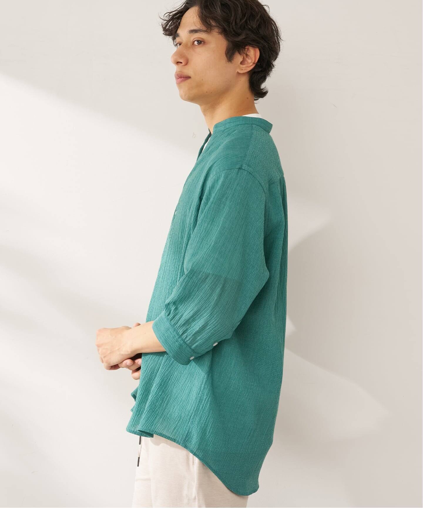 極美品 プランテーション YOORYUU ヨウリュウ 半袖シャツ シボ 緑 M ヨウリュウシチブソデシャツ（シャツ／ブラウス）｜B.C STOCK（ベー