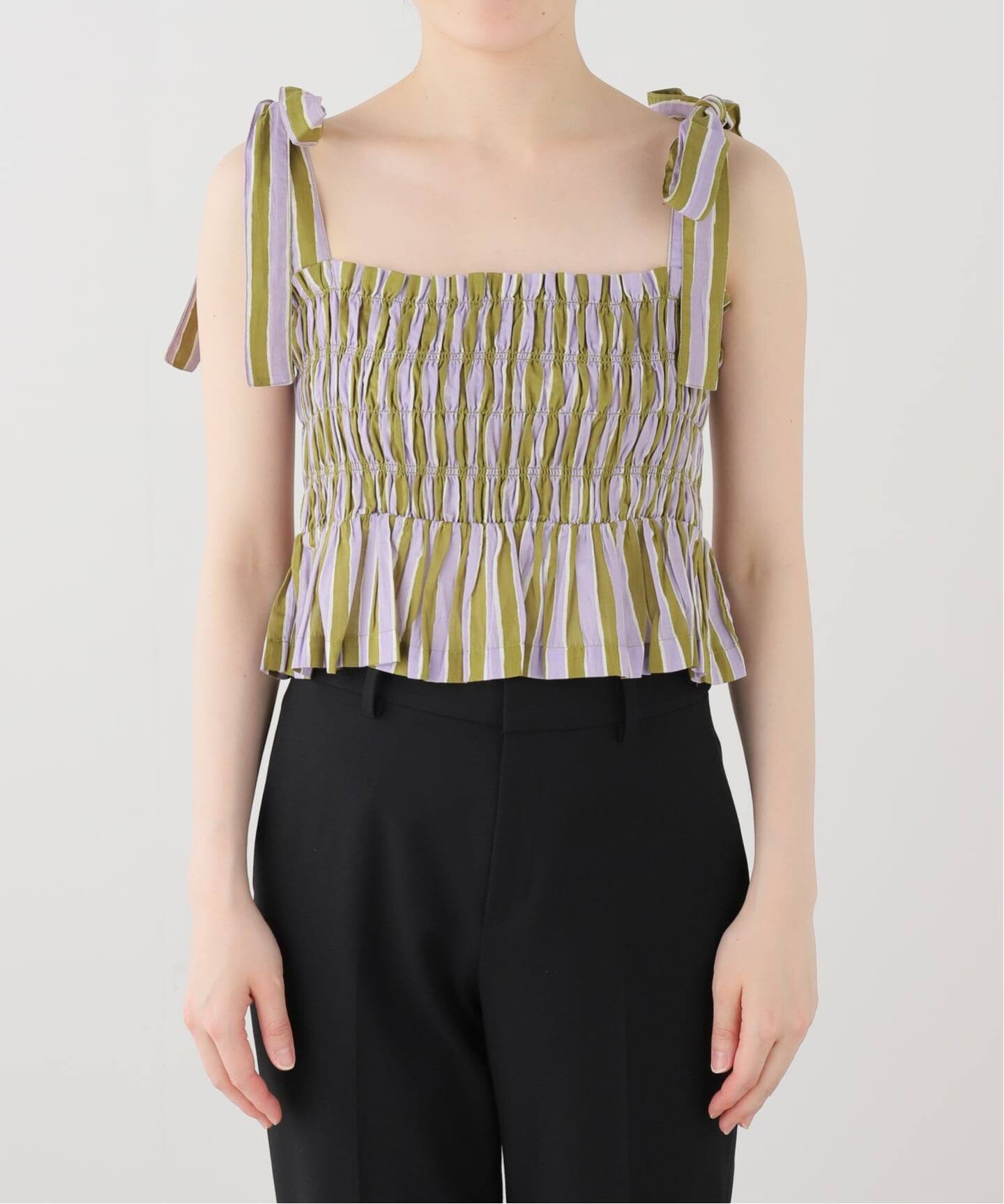 SARA MALLIKA/サラマリカ】 Stripe Print Shiring Top（シャツ