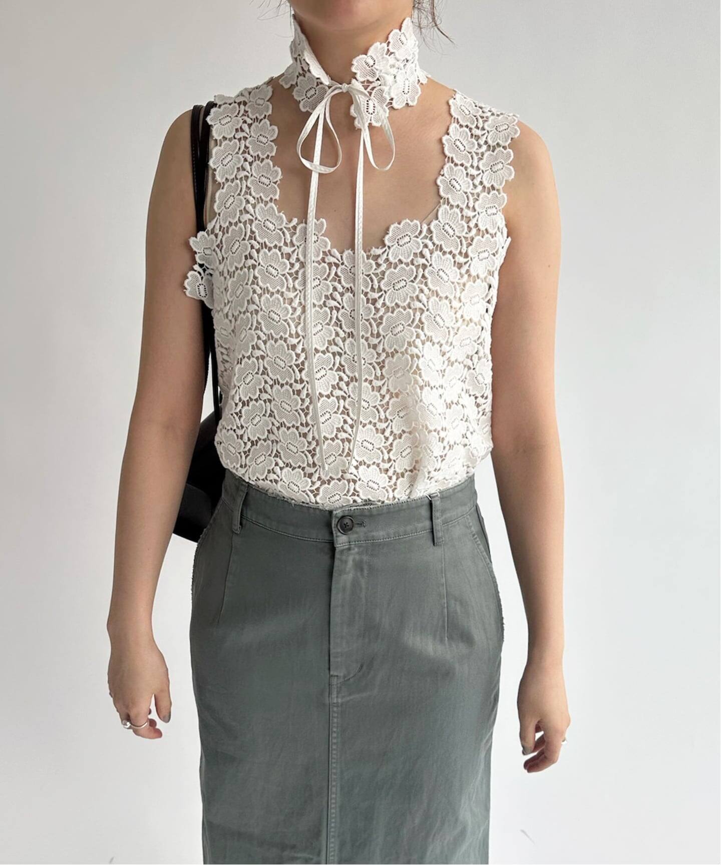 シャツ/ブラウス(半袖/袖なし) pan bischoff butterfly lace s/s blouse VONIQUE / pan/ bischoff butterfly lace s/s blouse