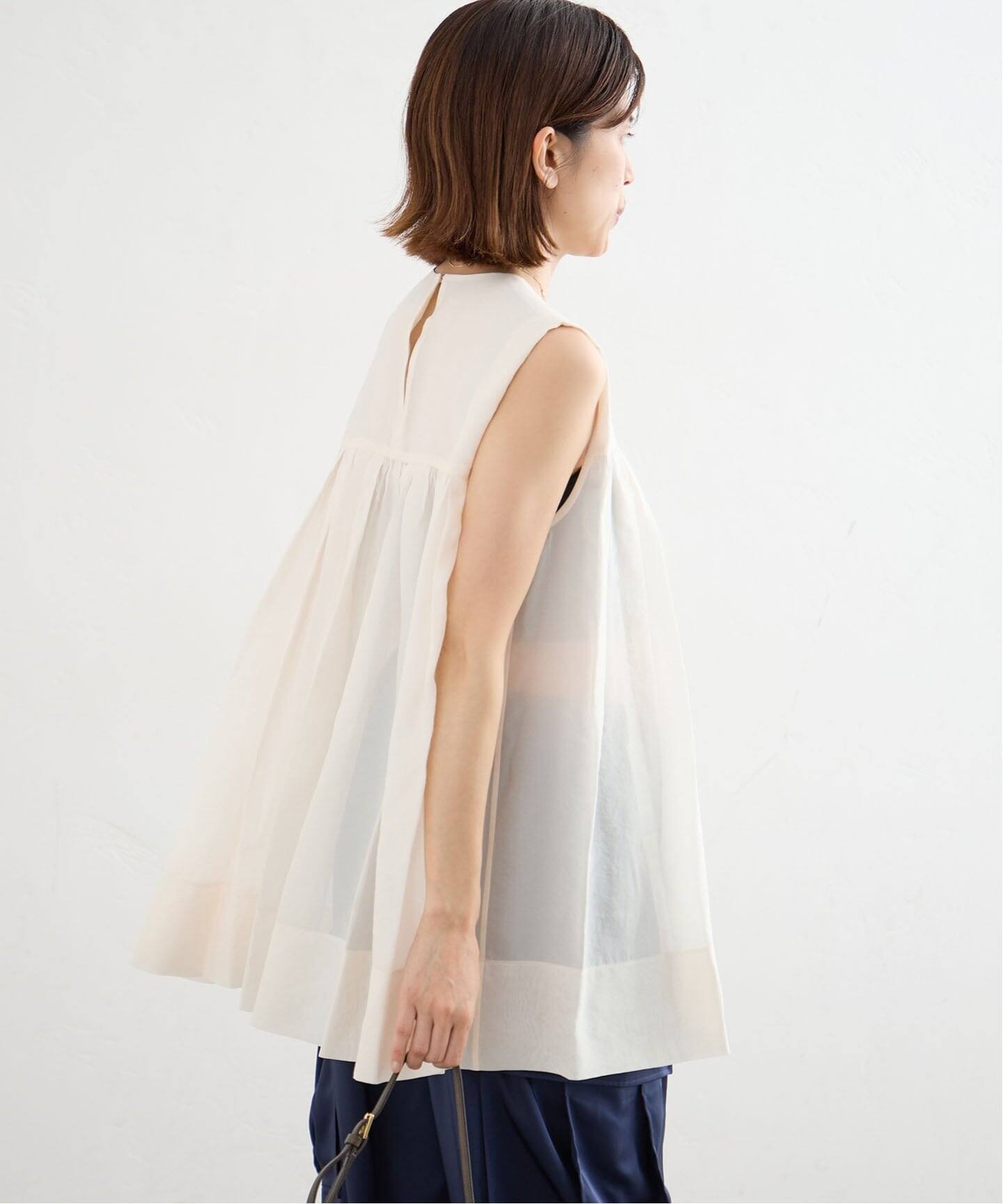 一部店舗限定》Maison IENA シアーノースリーブブラウス（シャツ