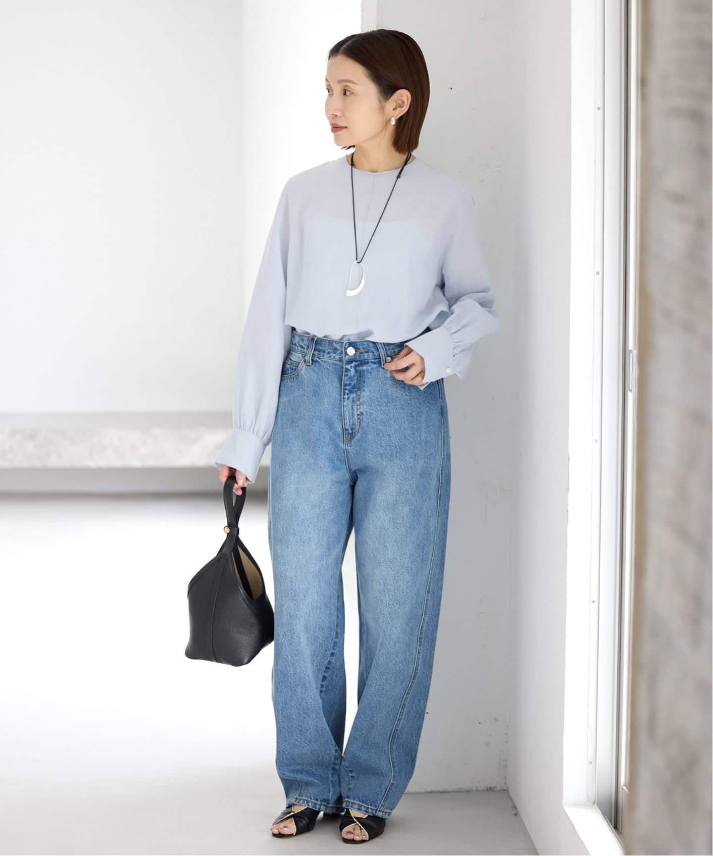 新色/WEB限定/追加2予約》ラミーリヨセルノーカラーブラウス（シャツ