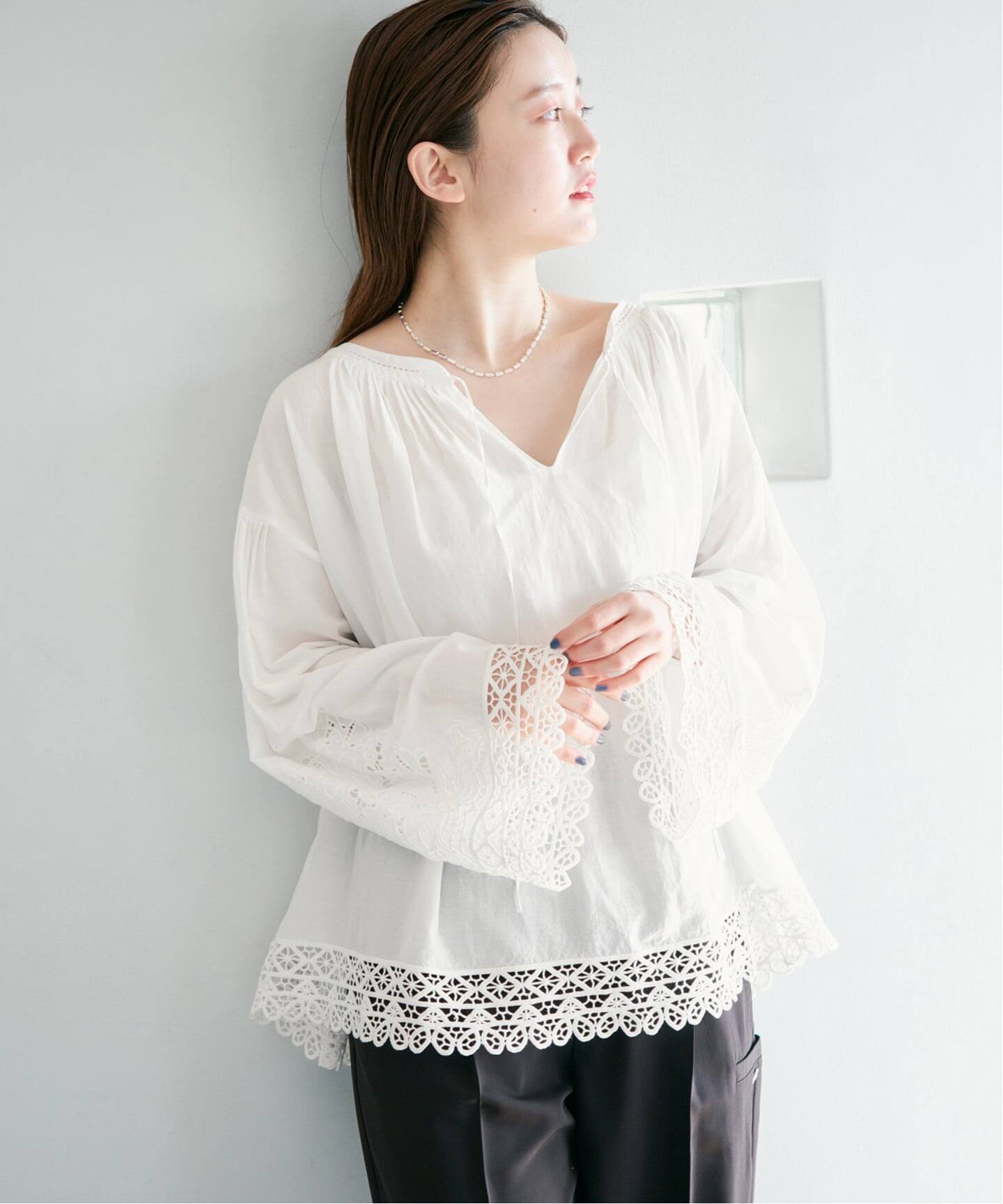 予約》カットワークレースブラウス（シャツ／ブラウス）｜IENA（イエナ