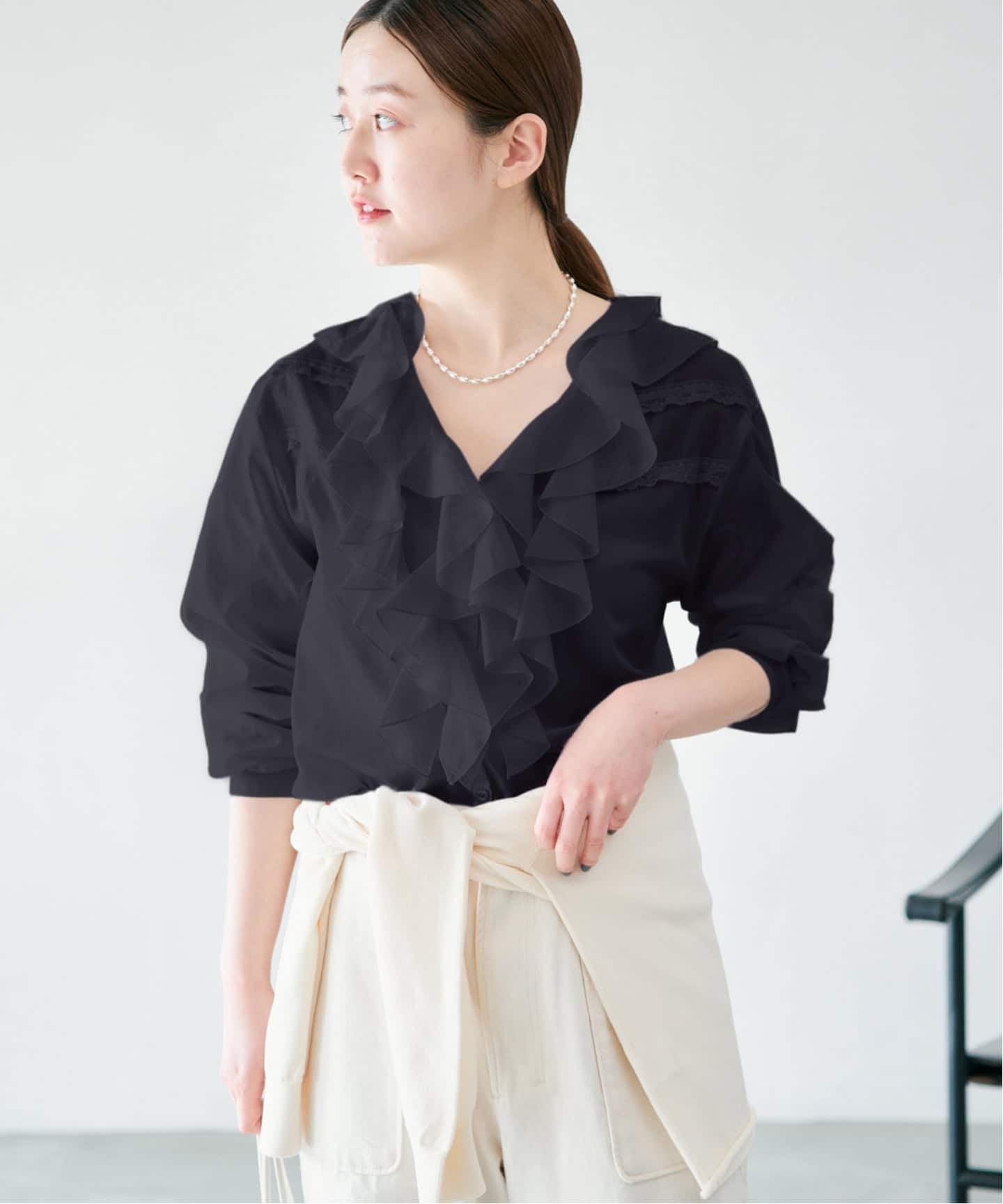 予約》レーストリムフリルブラウス（シャツ／ブラウス）｜IENA（イエナ