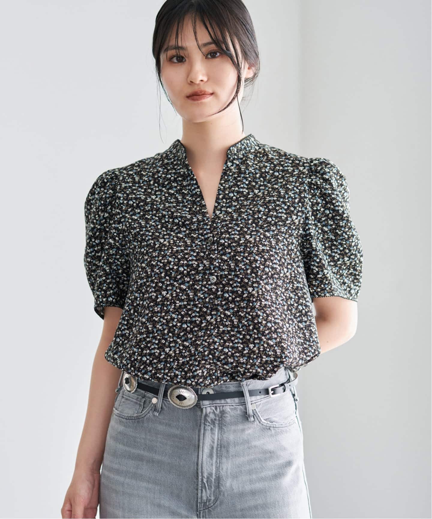 【美品】IENA イエナ レトロフラワー ブラウス セットアップ対応》ソフトヴィンテージフラワーブラウス（シャツ