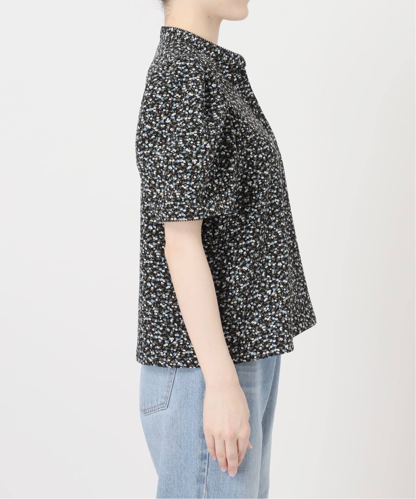 【美品】IENA イエナ レトロ フラワーブラウス サックスブルー セットアップ対応》ソフトヴィンテージフラワーブラウス（シャツ