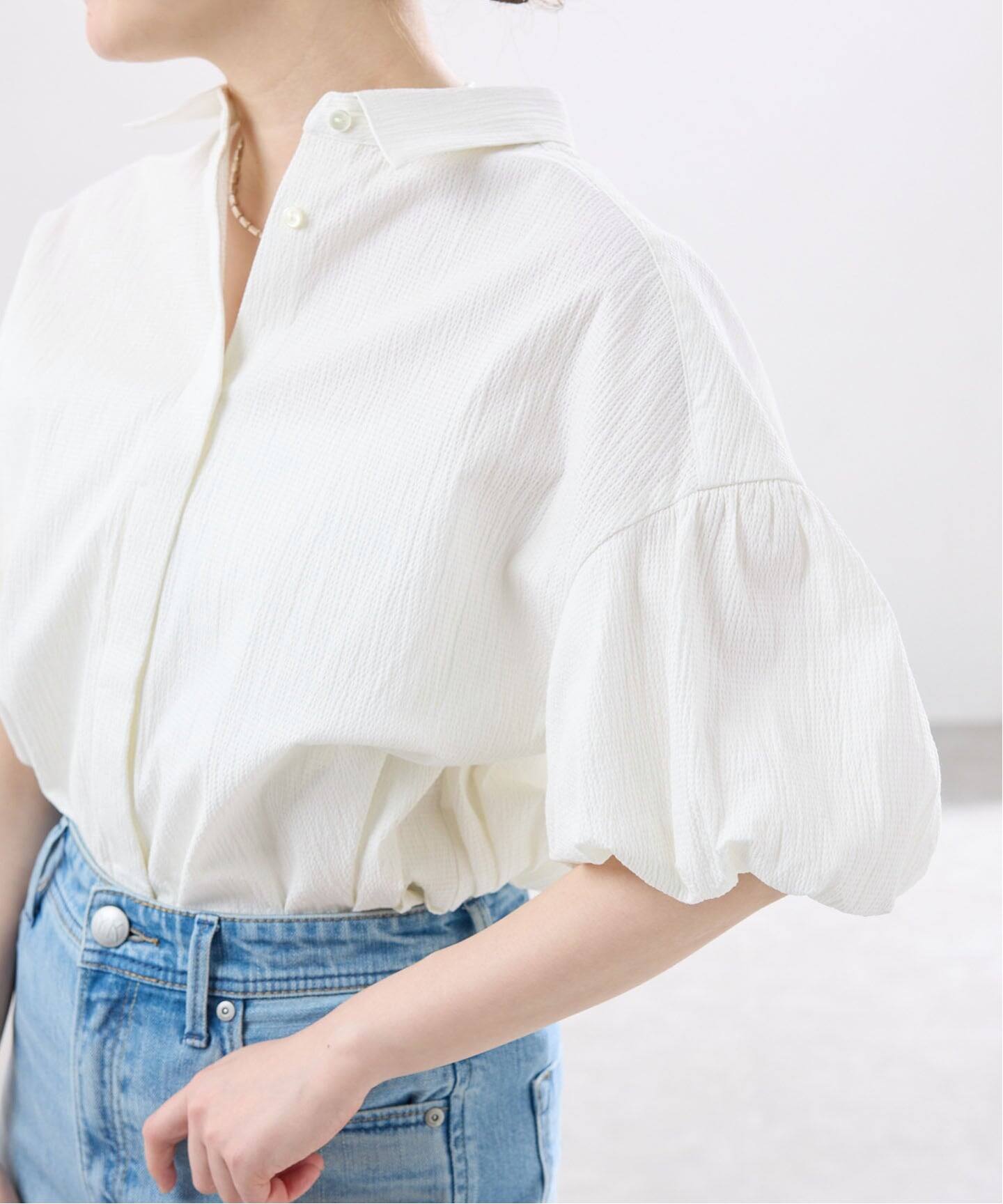 IENA / イエナ | 2024SS | シアースラブ バルーンスリーブブラウス | F | ホワイト | レディース IENA - IENA(イエナ) 24SS シアースラブ バルーンスリーブブラウス