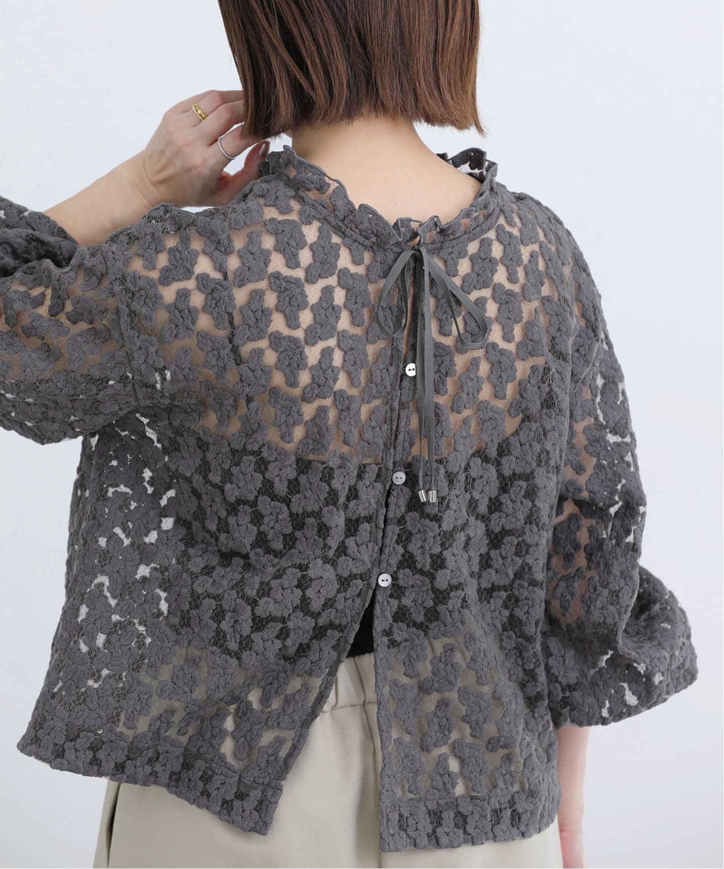 予約》フラワー刺繍レース2WAYブラウス（シャツ／ブラウス）｜IENA