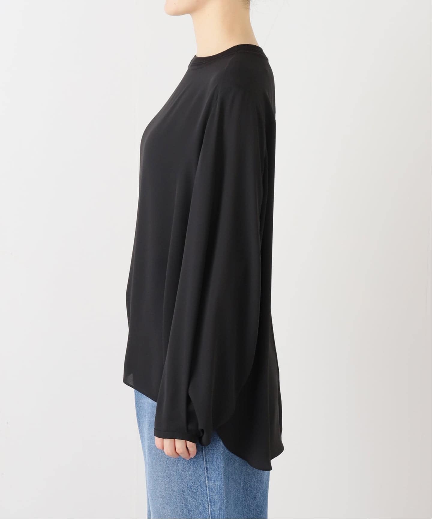 イエナ 25AW ジョーゼットリブネックブラウス プルオーバー シアー シルク混 IENA - イエナ 25AW ジョーゼットリブネックブラウス プルオーバー