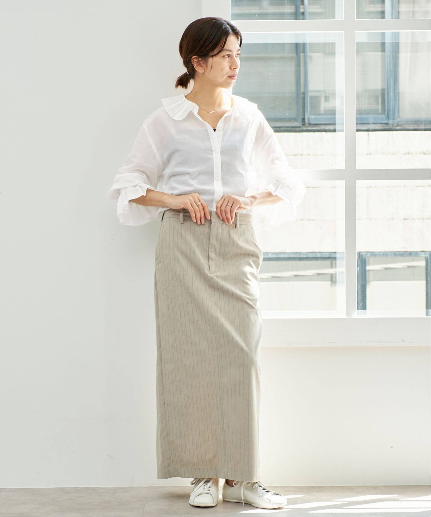 イエナ IENA シャツ トップス ブラウス バンドカラー コットン シルク F コットンシルクギャザーカラーブラウス（シャツ／ブラウス）｜IENA
