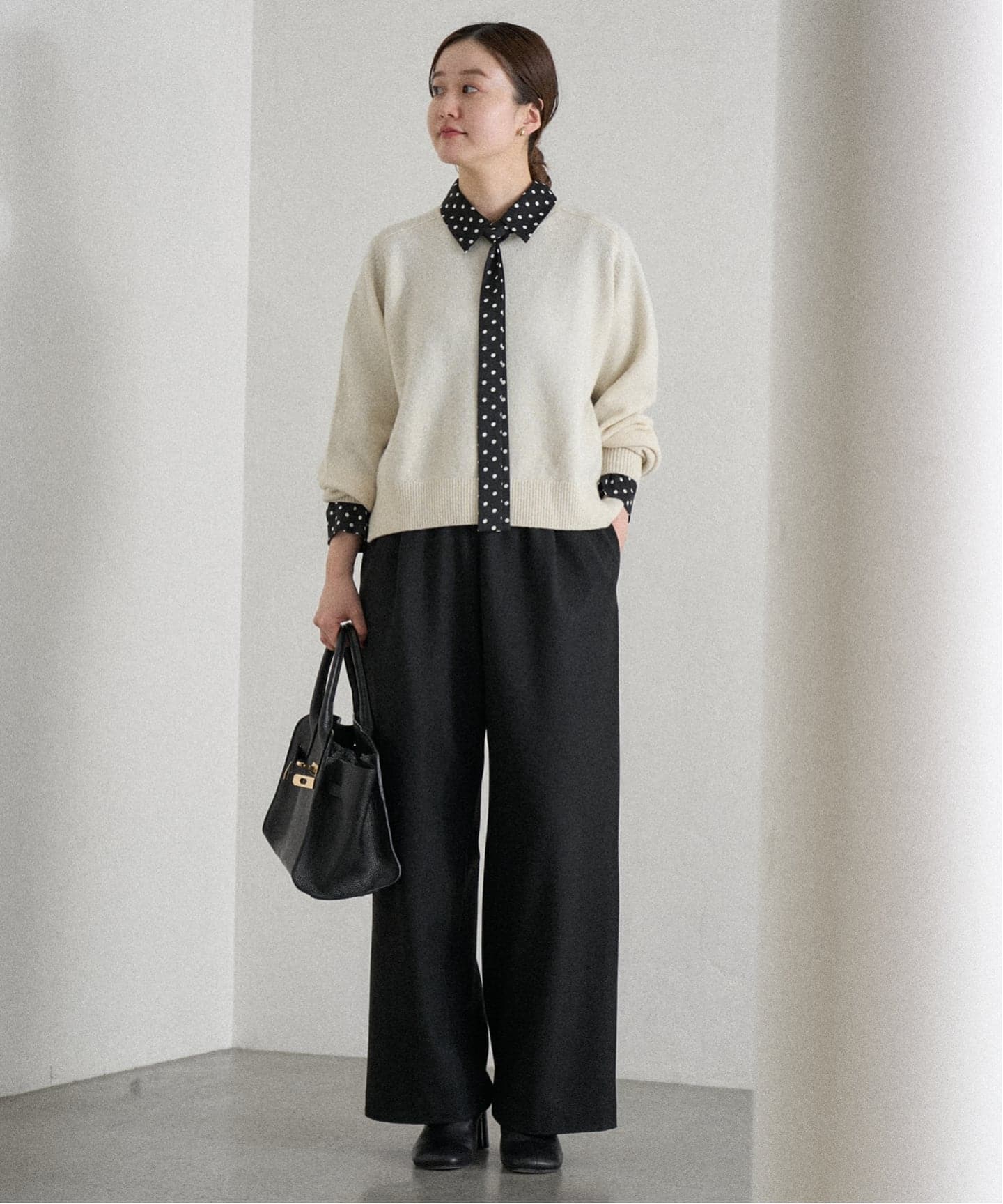 WEB限定/追加4予約》サテンドットタイ付ブラウス（シャツ／ブラウス