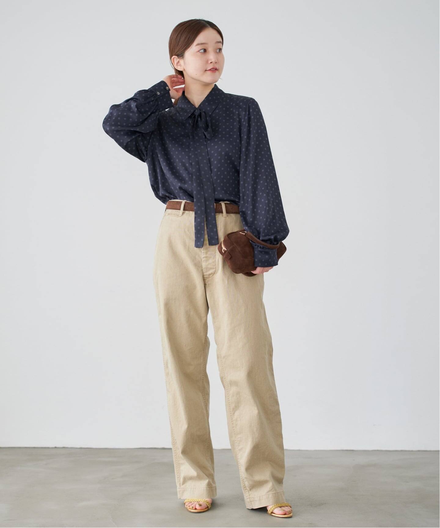 【最終価格】IENA イエナ サテンドットタイ付ブラウス WEB限定/追加4予約》サテンドットタイ付ブラウス（シャツ／ブラウス