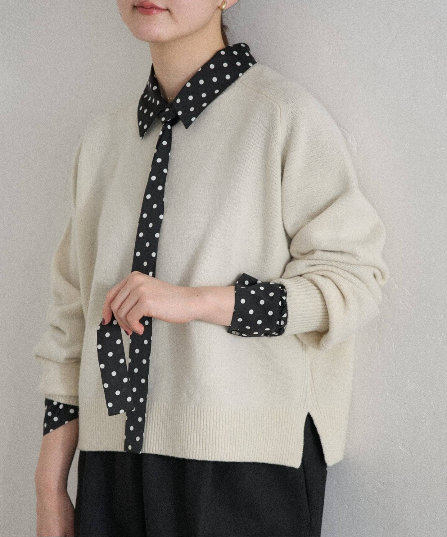 WEB限定/追加4予約》サテンドットタイ付ブラウス（シャツ／ブラウス