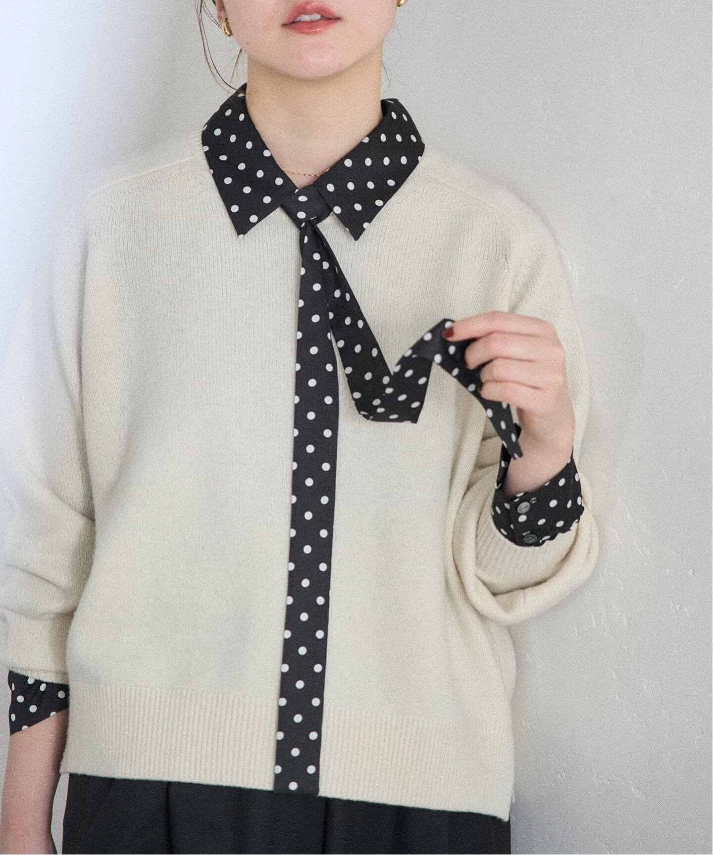 【最終価格】IENA イエナ サテンドットタイ付ブラウス WEB限定/追加4予約》サテンドットタイ付ブラウス（シャツ／ブラウス