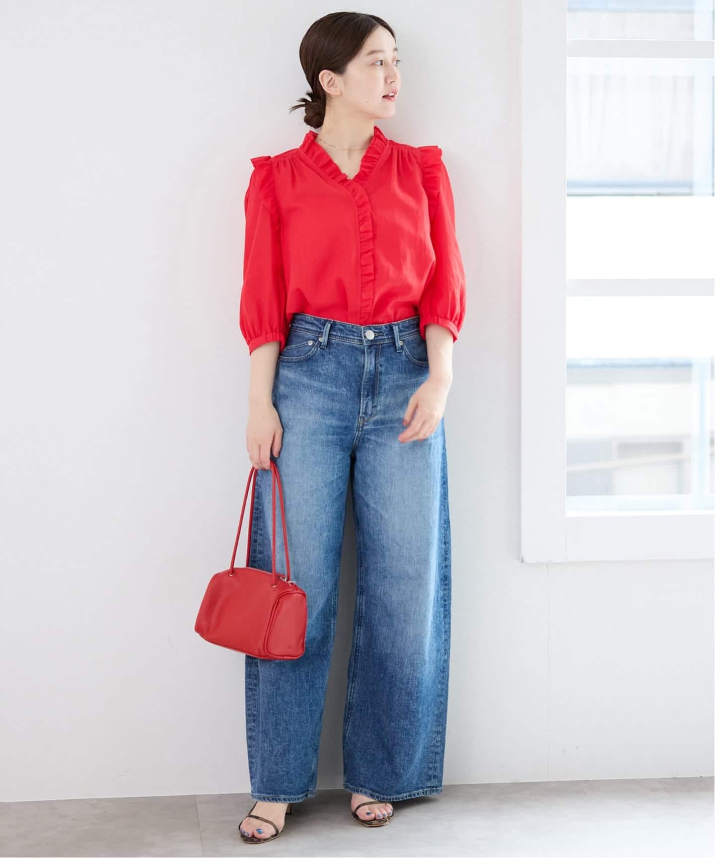 イエナ 七分袖 ブラウス 一部店舗限定》 コットンシュリンク7分袖ブラウス（シャツ／ブラウス