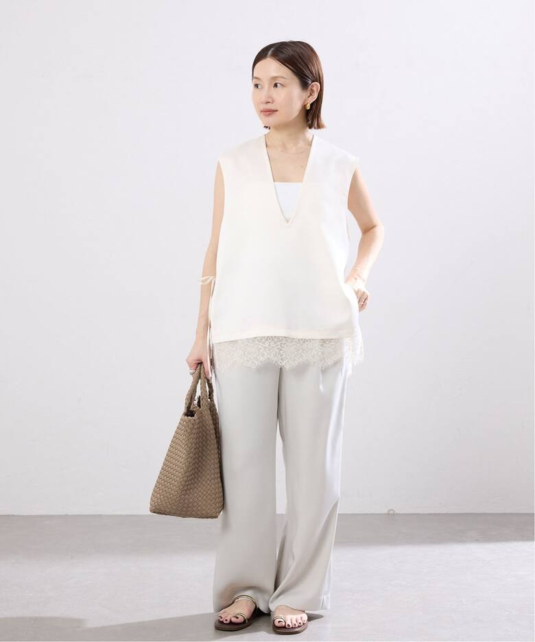 美品】 プラージュ 24SSモデル シャツ ブラウス ノーカラー Vネック 