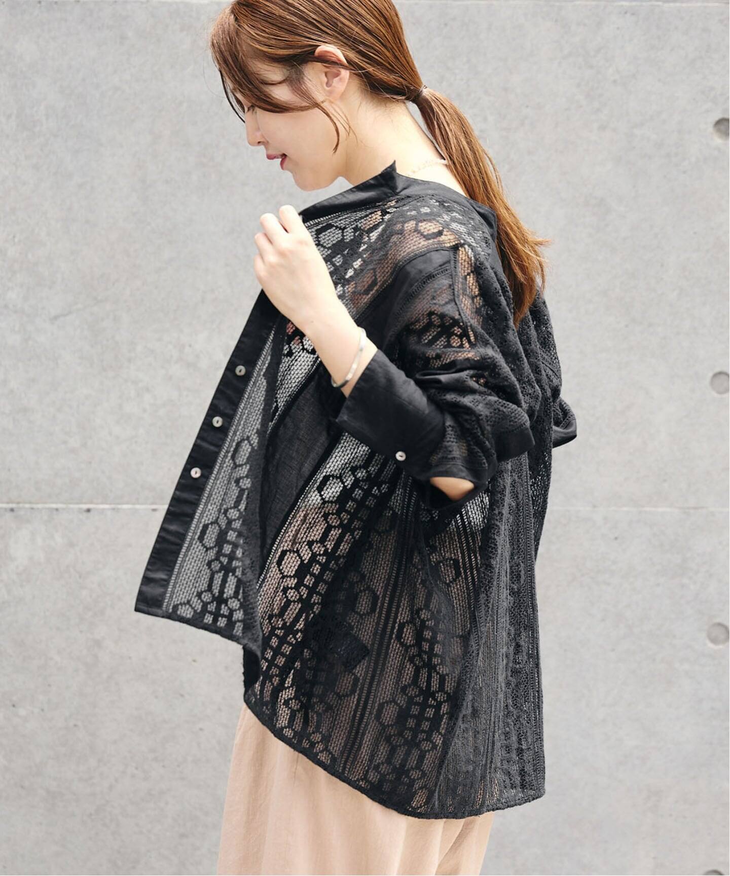 美品】イエナ ENレースパッチワークブラウス ブラック 美品】イエナ EN 