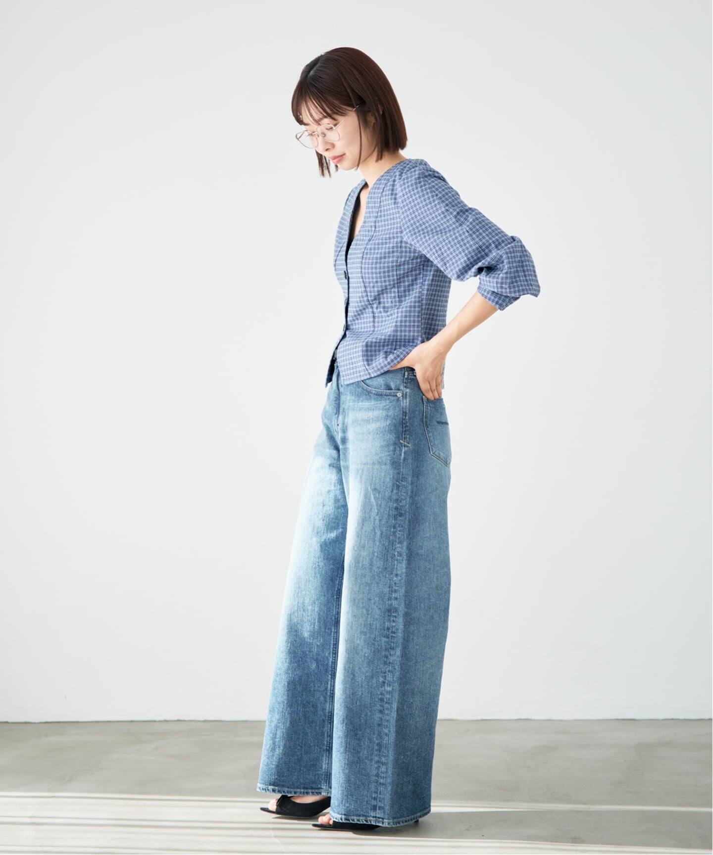 BAUM UND PFERDGARTEN バウムウンドヘルガーデン ブルー サイズ:36(M) | 24春夏 オーガニックコットン トップス / Organic Cotton TOP ベスト キャミソール ショート丈 Uネック | カットソー レイヤード【レディース】【中古】 BAUM UND PFERDGARTEN/バウム ウンド ヘルガーデン OP ワンピース