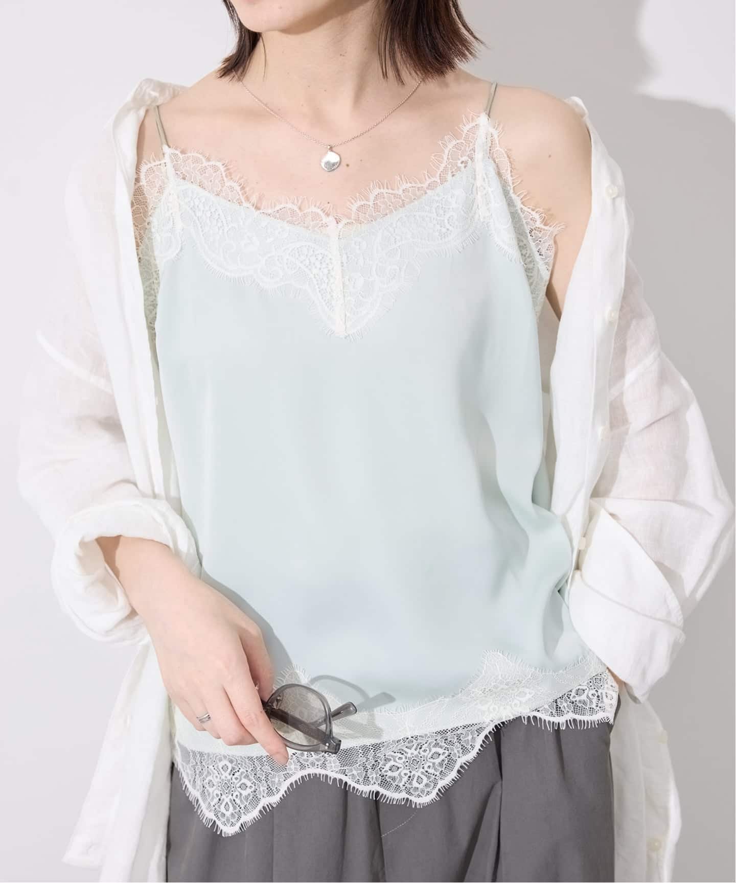 セットアップ対応可/新色/追加5予約》サテンレースキャミソール