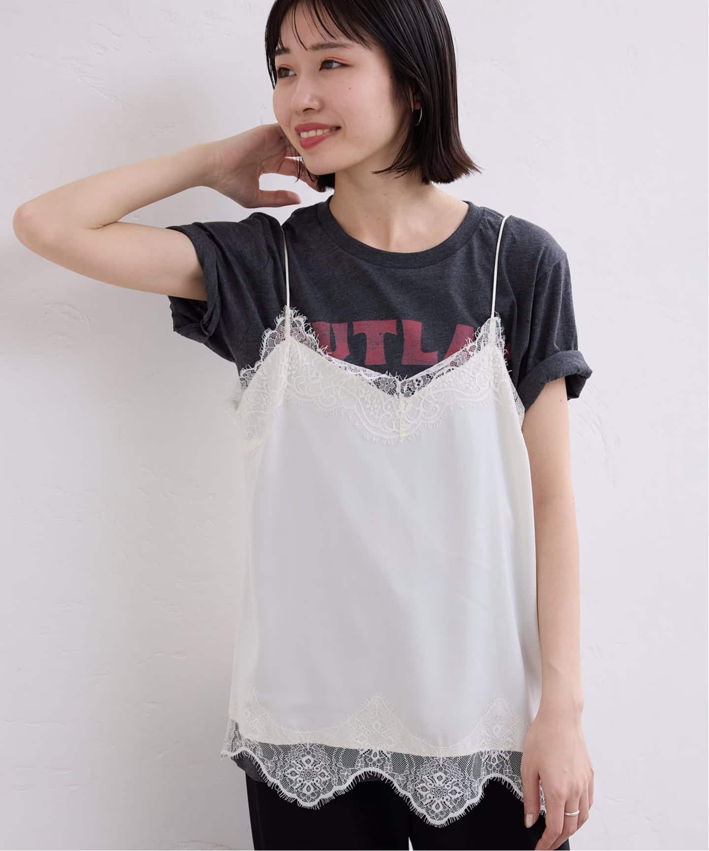 スローブイエナ　サテンレースキャミソール 追加予約》サテンレースキャミソール（キャミソール）｜SLOBE IENA