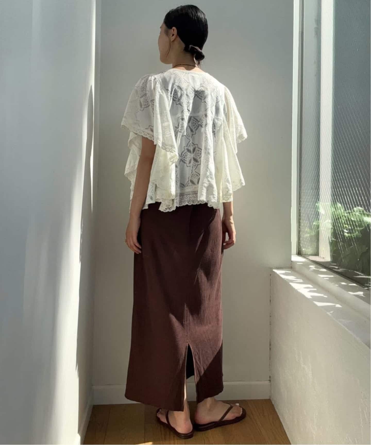 スローブイエナ　レースフリルVネックブラウス　新品 追加予約》レースフリルVネックブラウス（シャツ／ブラウス）｜SLOBE